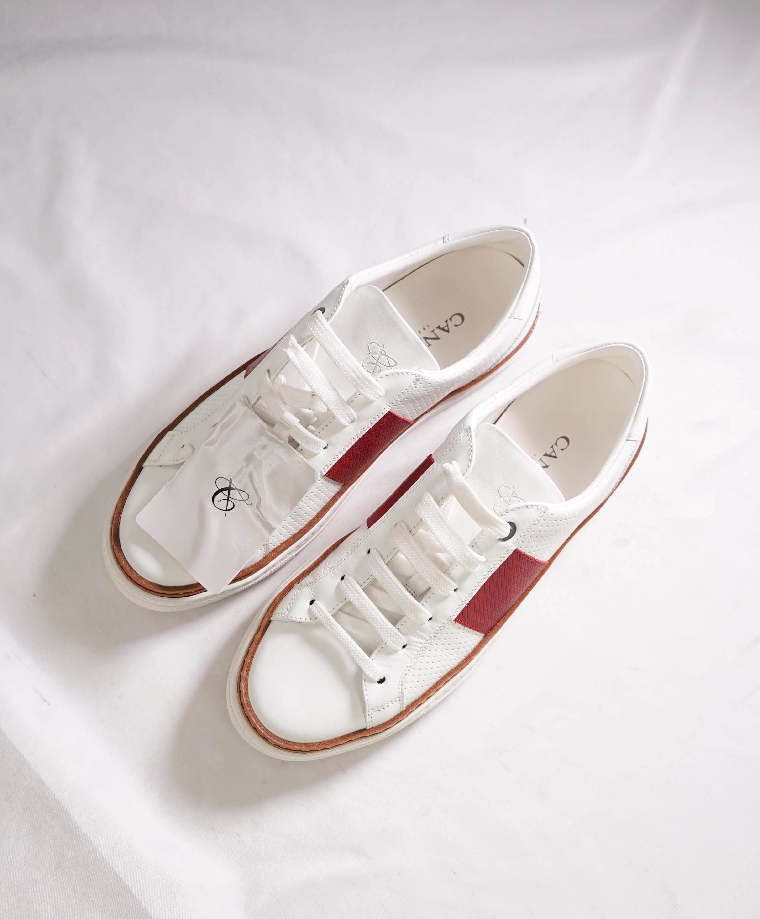 CANALI - Hand Stitched Red/White PREMIUM Leather Sneakers - 10 US (43EU)