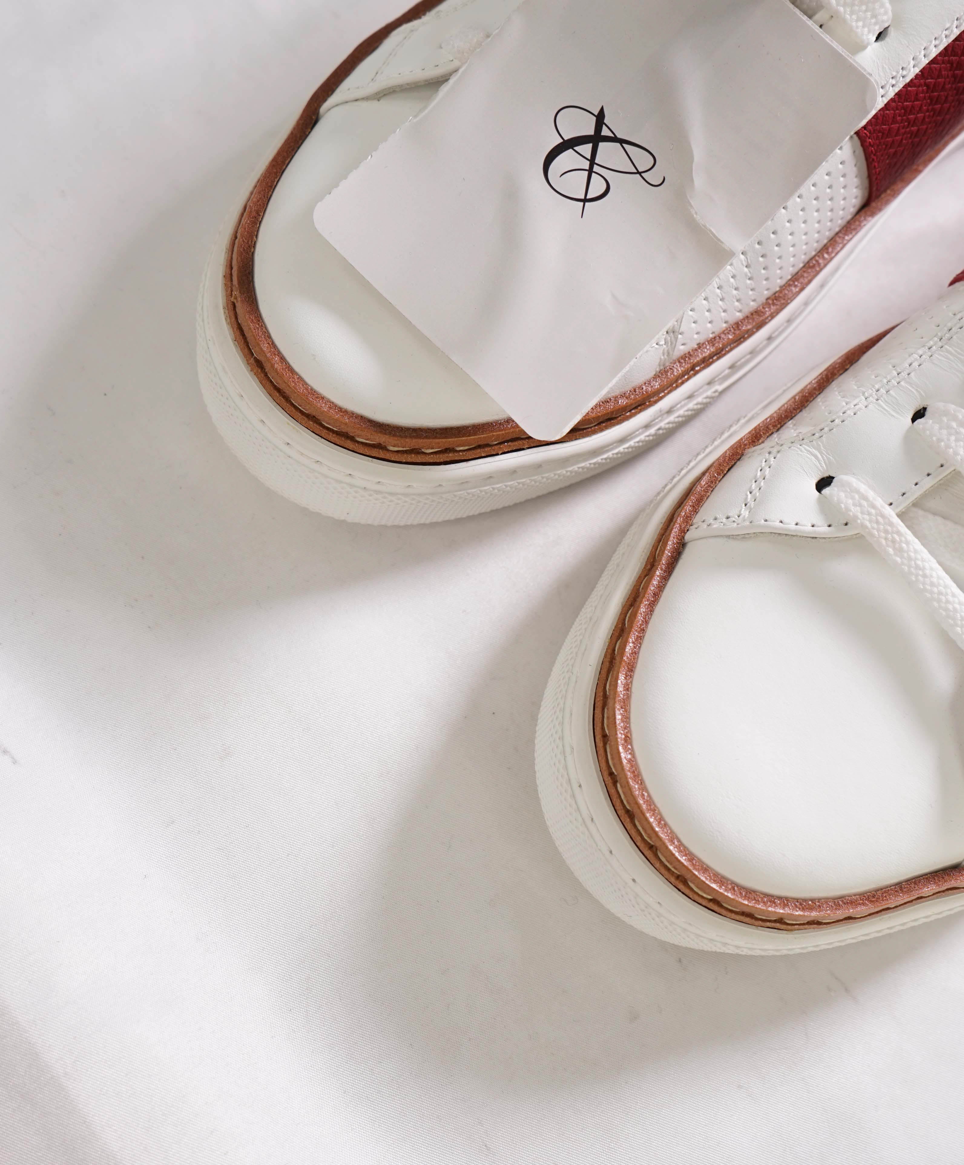 CANALI - Hand Stitched Red/White PREMIUM Leather Sneakers - 10 US (43EU)