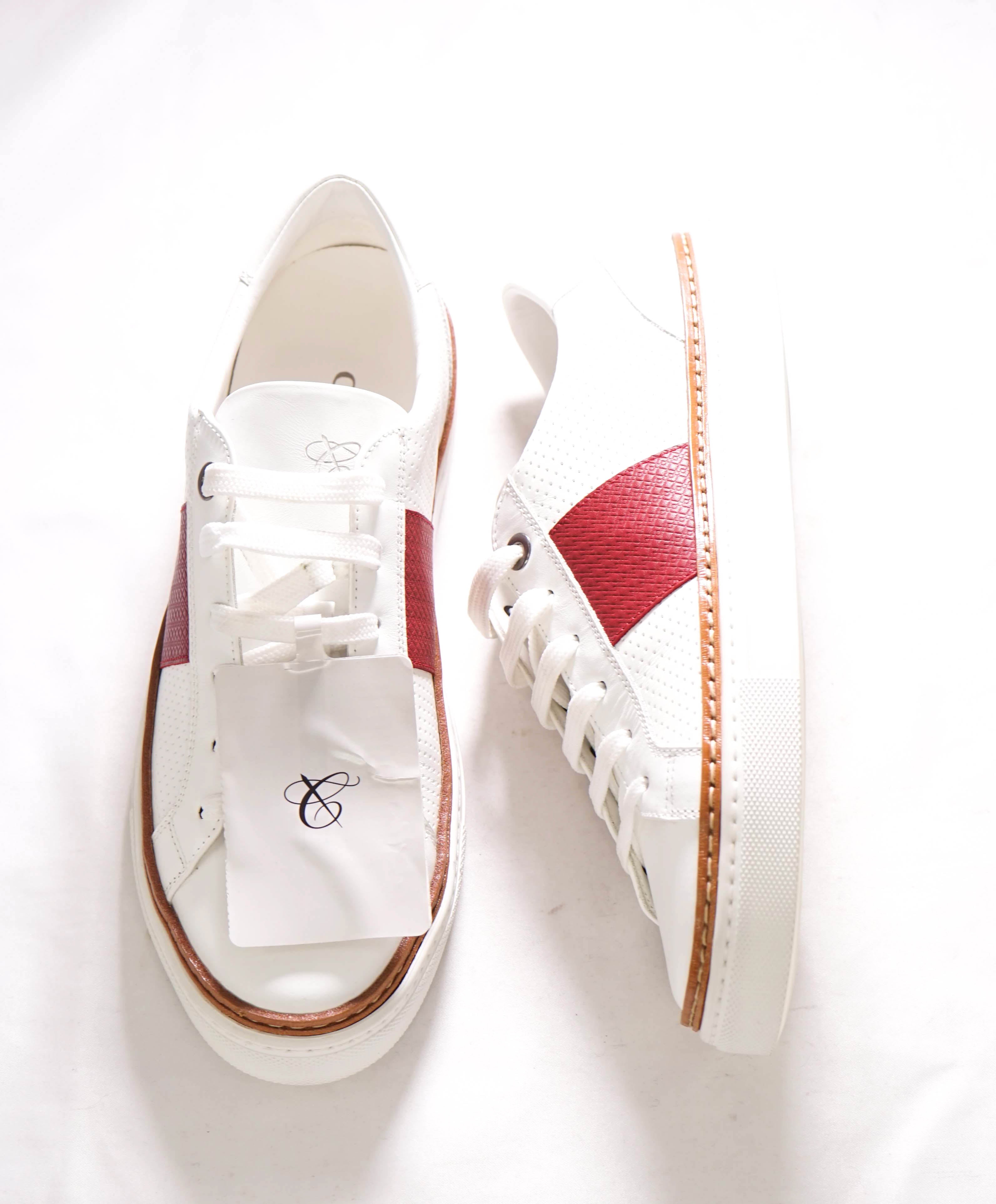 CANALI - Hand Stitched Red/White PREMIUM Leather Sneakers - 10 US (43EU)