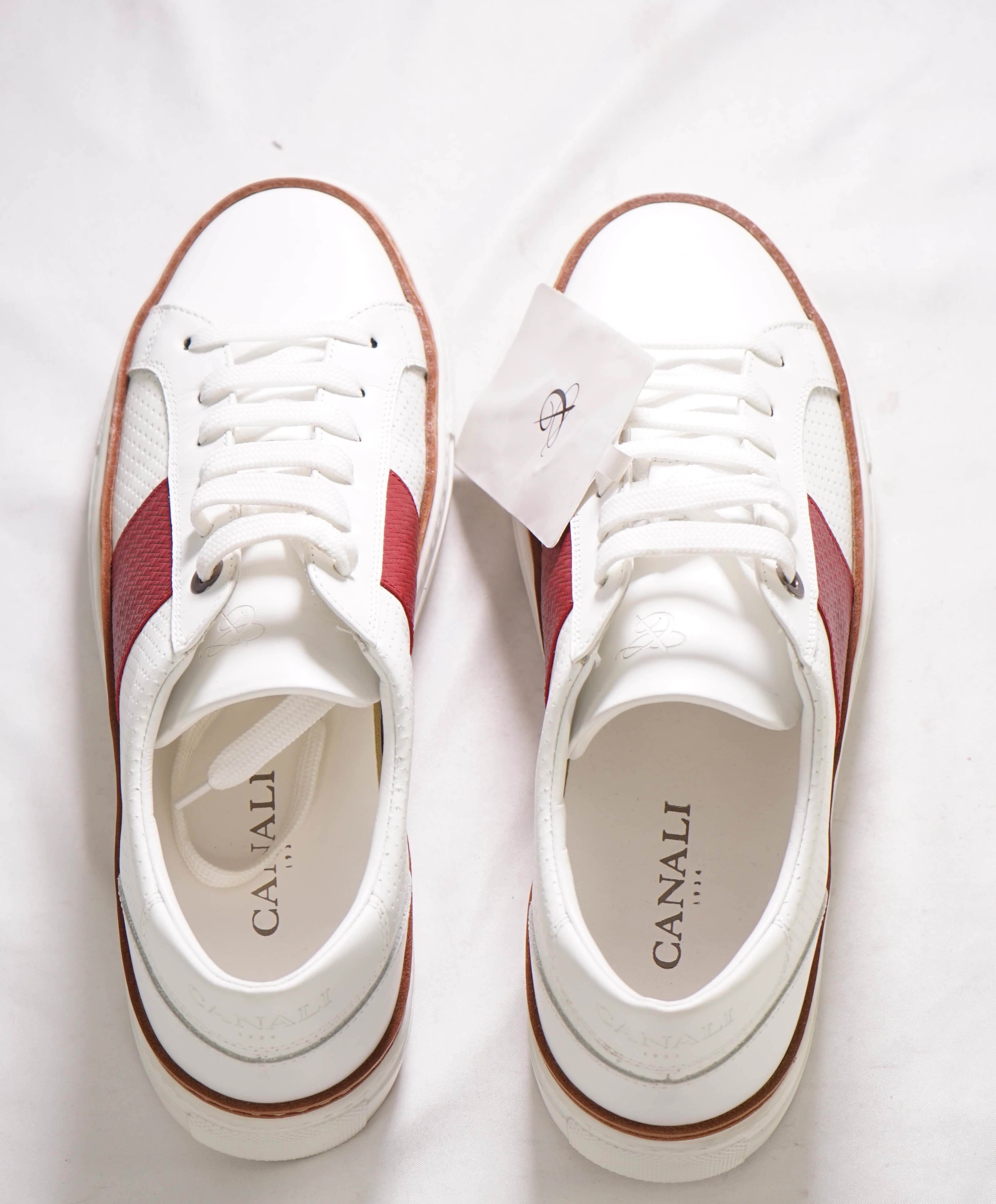 CANALI - Hand Stitched Red/White PREMIUM Leather Sneakers - 10 US (43EU)