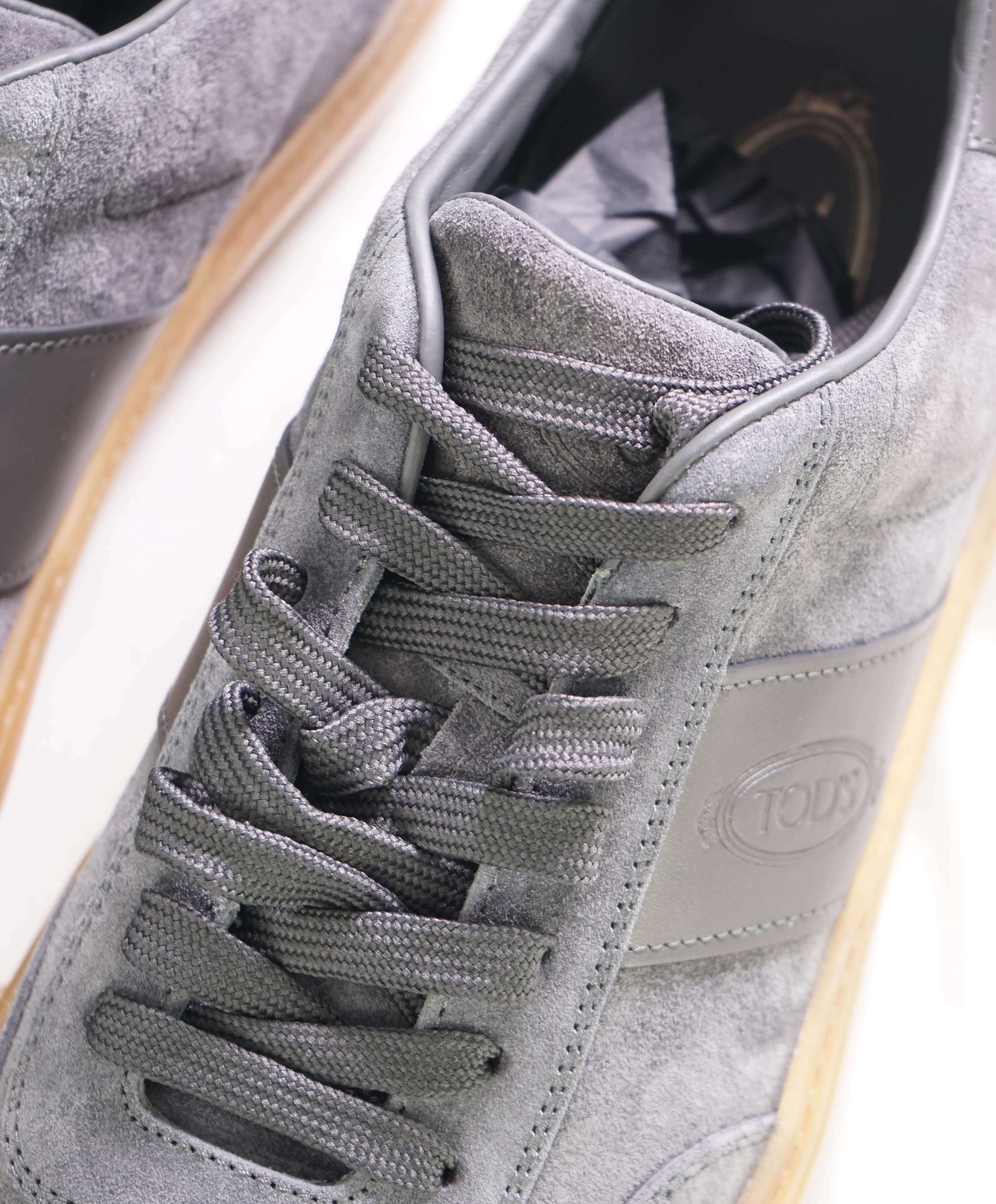 TOD’S - Gray Suede Logo Low Top Logo Embossed Sneakers - 11.5 US (10.5T)
