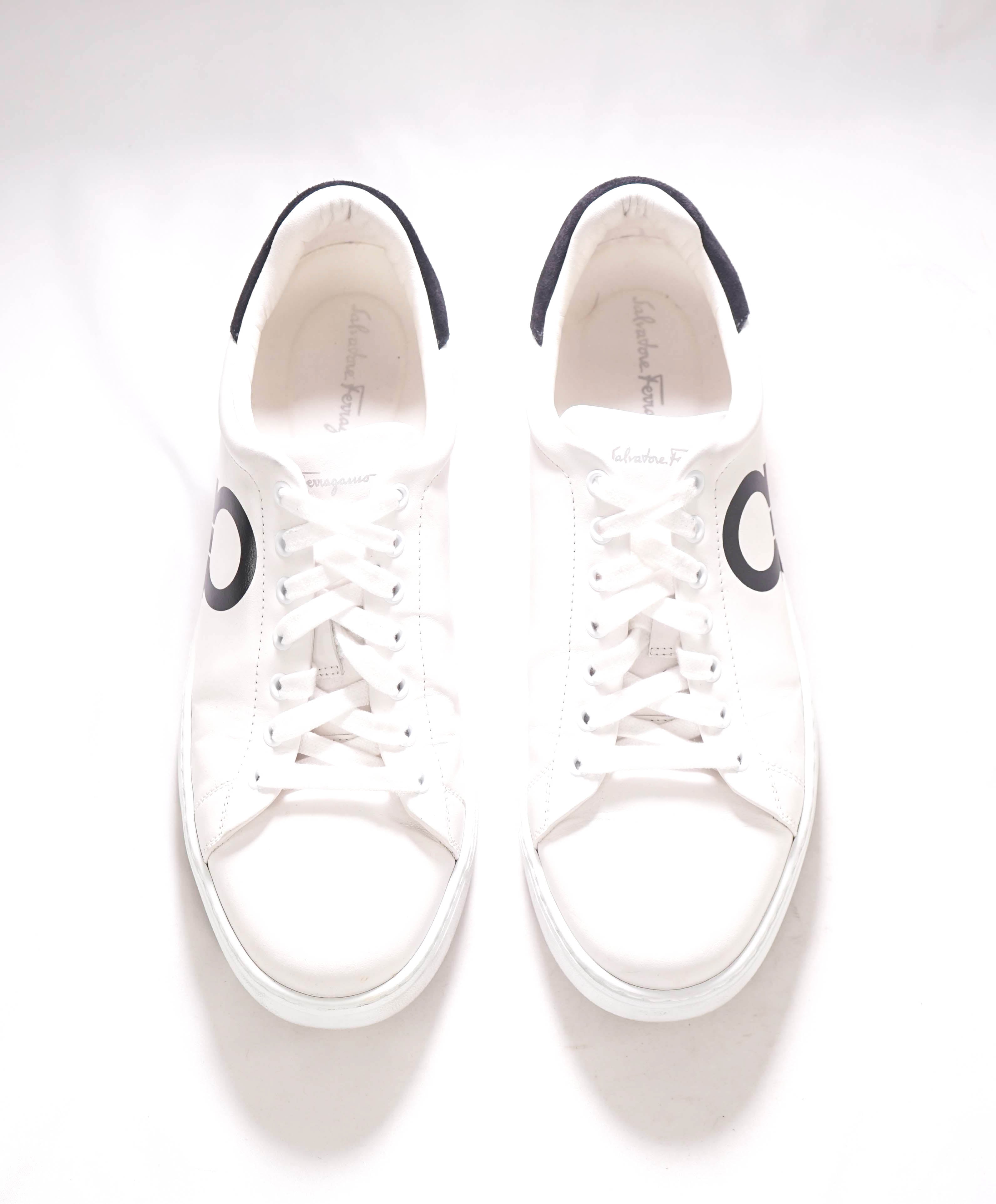 $750 SALVATORE FERRAGAMO - Black/White Gancini Sneaker - 10 M US