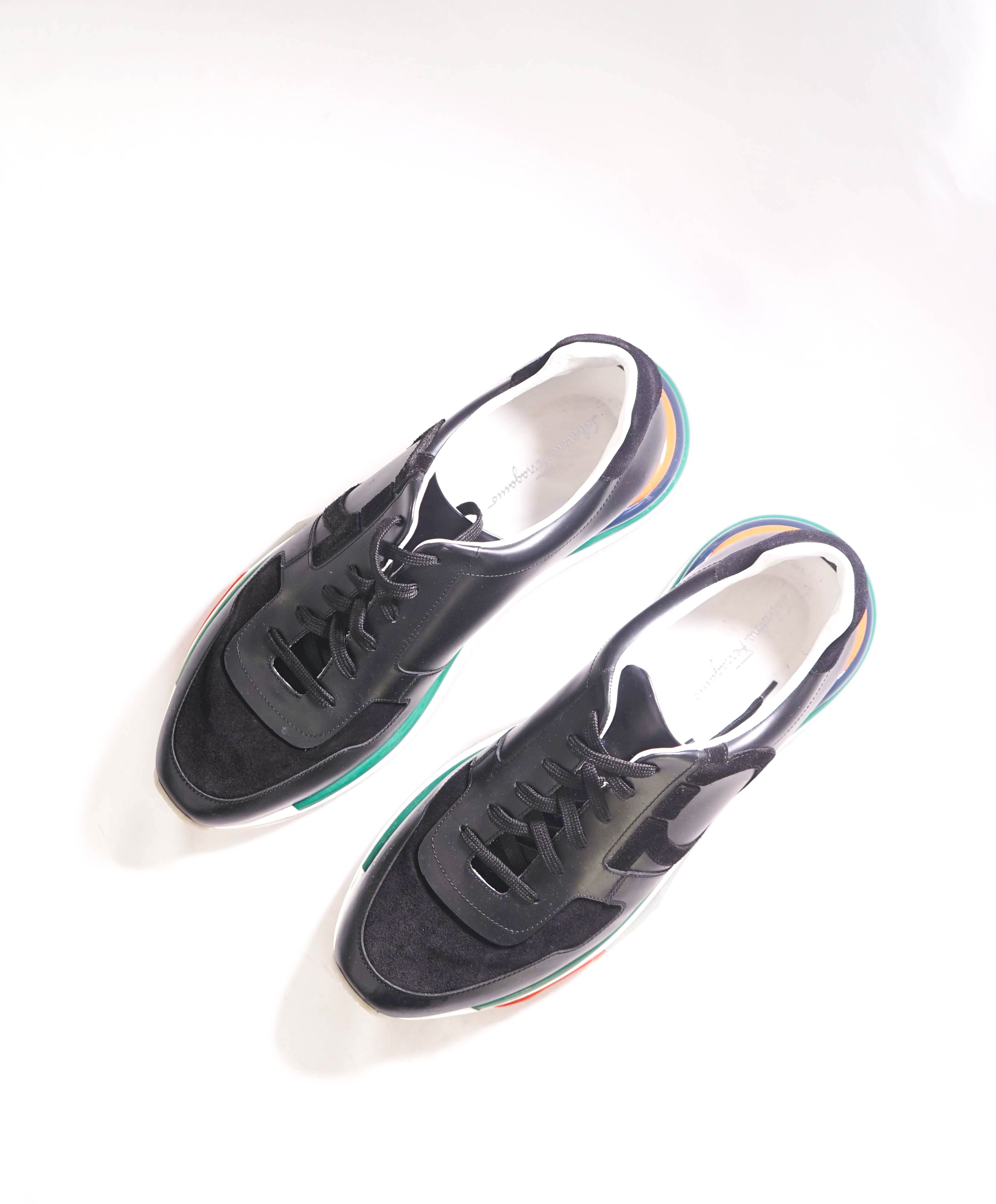 $995 SALVATORE FERRAGAMO - *GANCINI* Black/Multi-Colow Sneaker - 12 M US