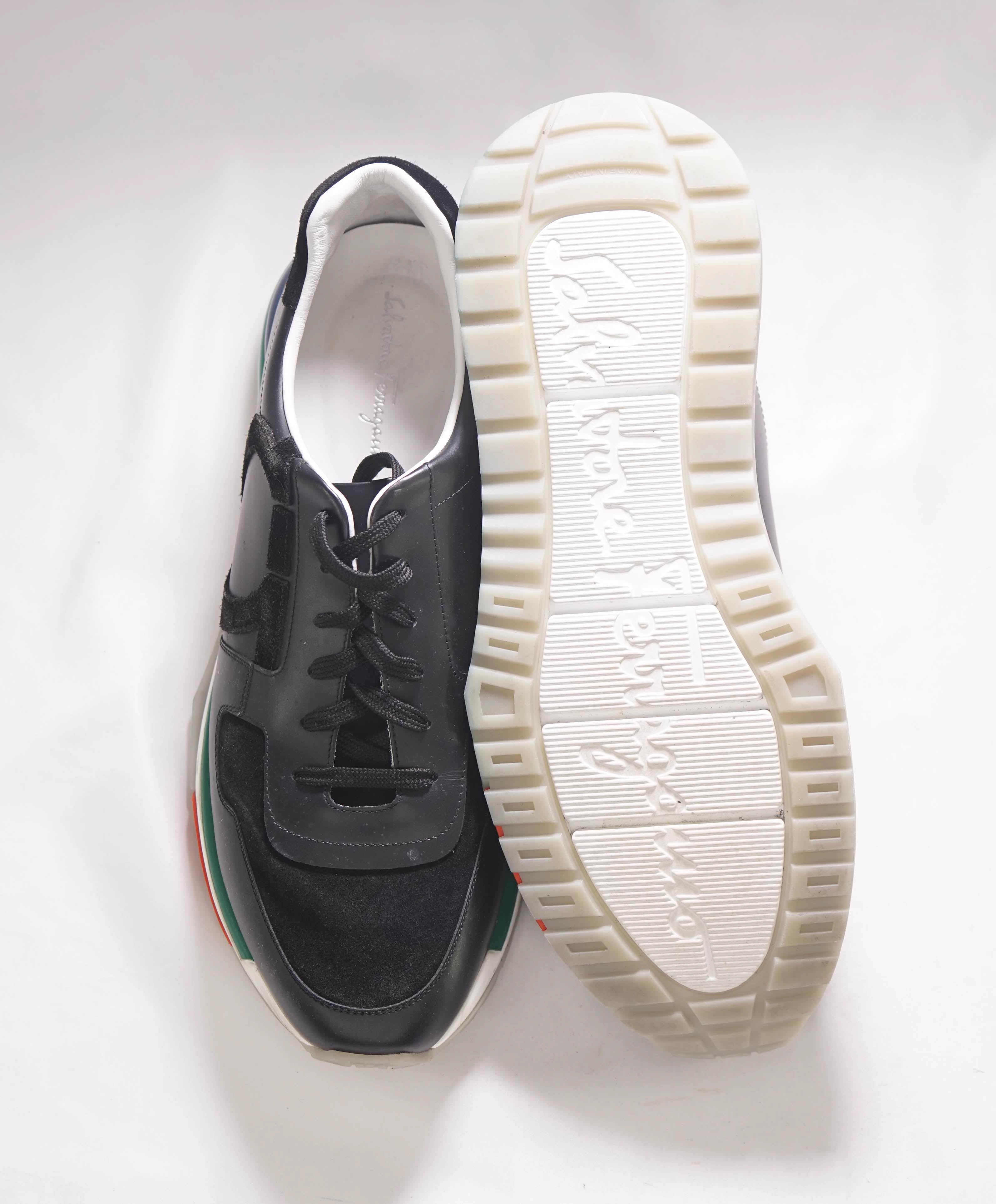 $995 SALVATORE FERRAGAMO - *GANCINI* Black/Multi-Colow Sneaker - 12 M US