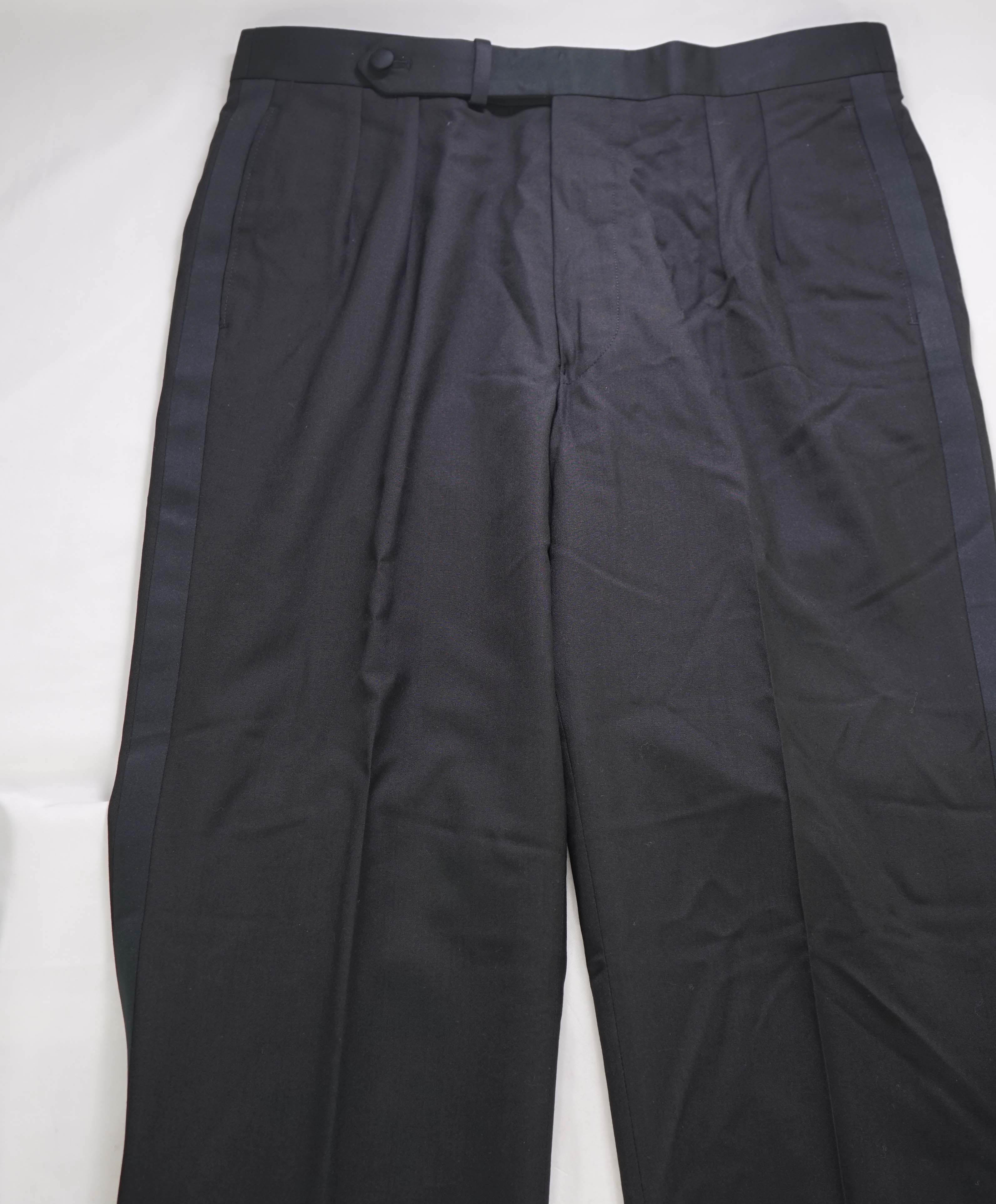 $550 PAUL STUART - Pleated WOVEN IN JAPAN Tuxedo Wool Flat Front Dress Pants - 33W