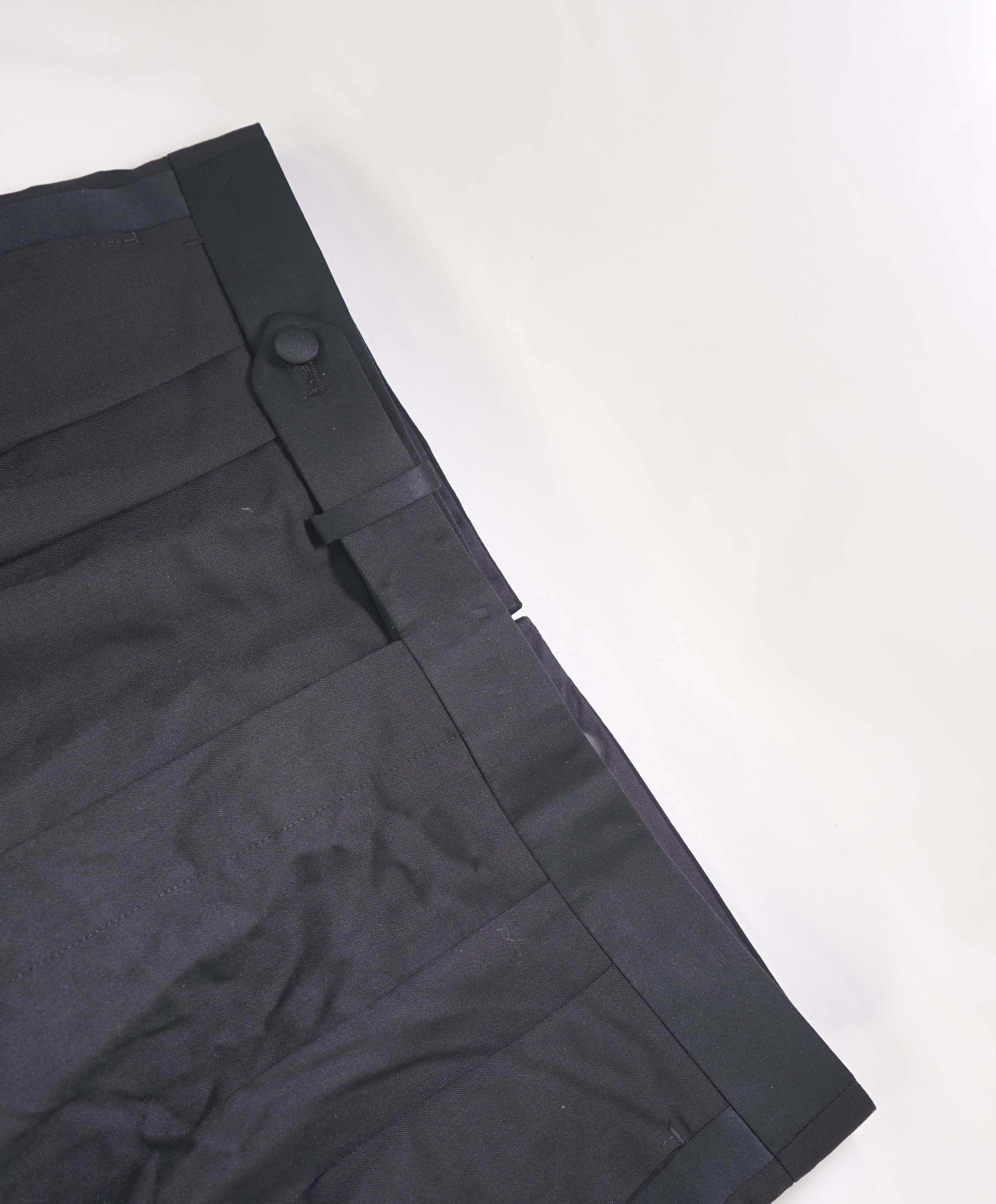 $550 PAUL STUART - Pleated WOVEN IN JAPAN Tuxedo Wool Flat Front Dress Pants - 33W