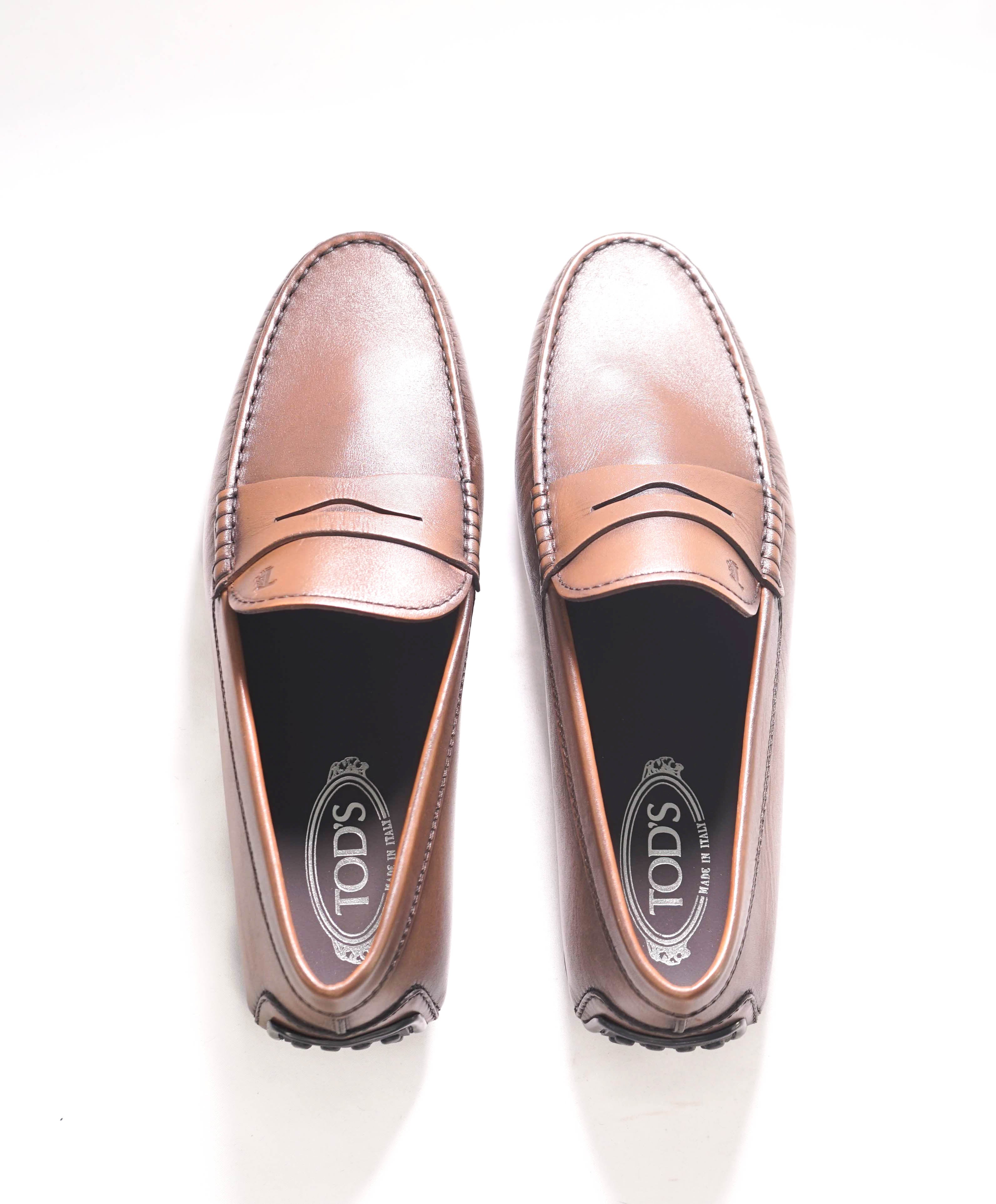 $675 TOD’S - Brown "CITY MOCCASIN" Leather LOGO Vamp Loafer - (8.5 Tod's) 9.5 US