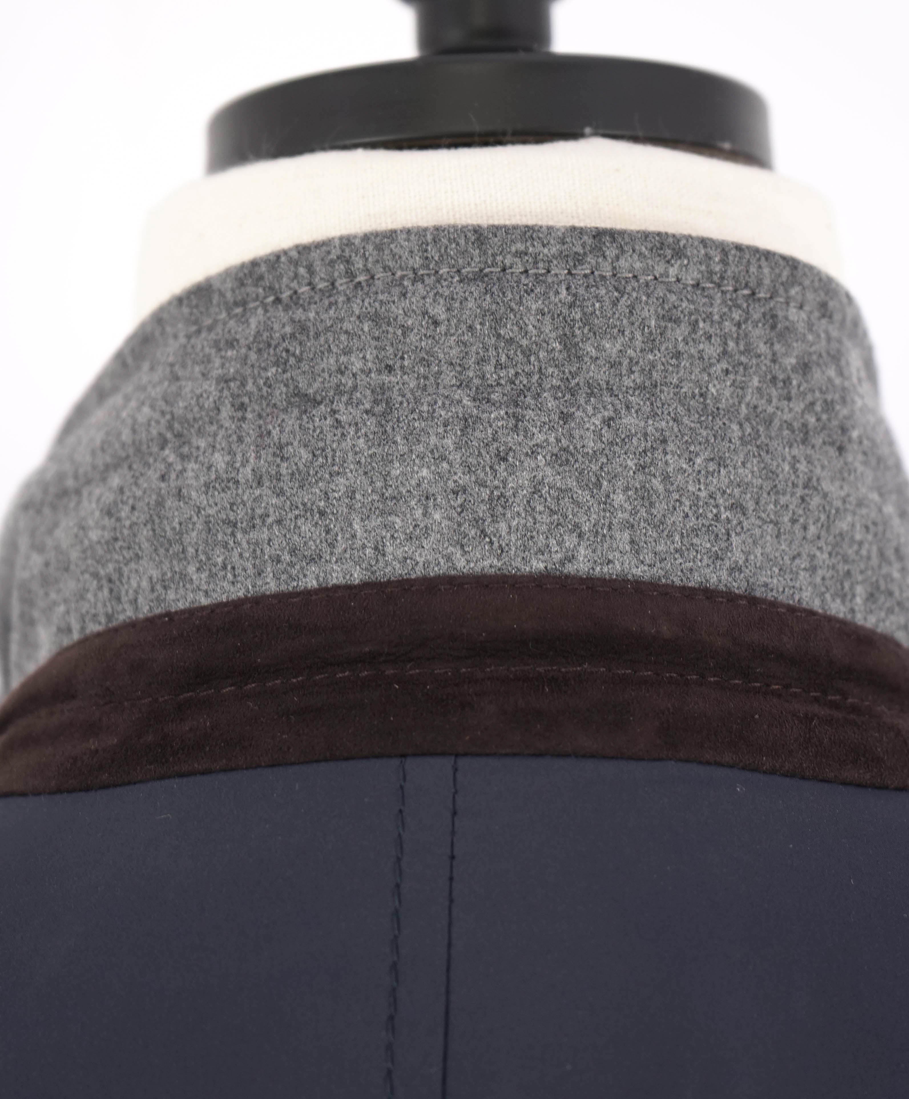 $2,295 ERMENEGILDO ZEGNA - Blue Suede Detail Light (Waterproof) Coat - 46R (XXL)