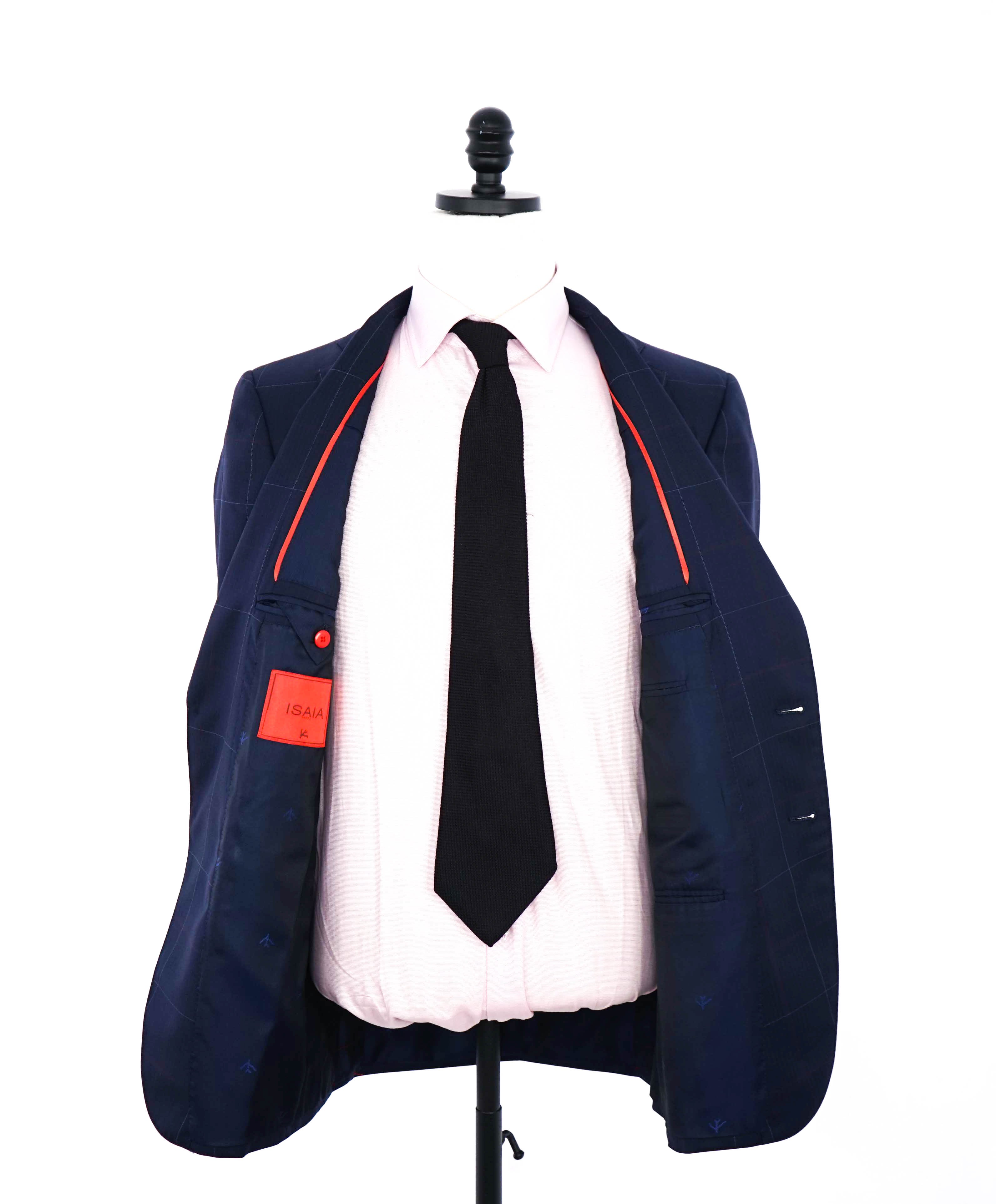 $4,250 ISAIA - Navy/Red Check *CLOSET STAPLE* Coral Pin Suit - 40R