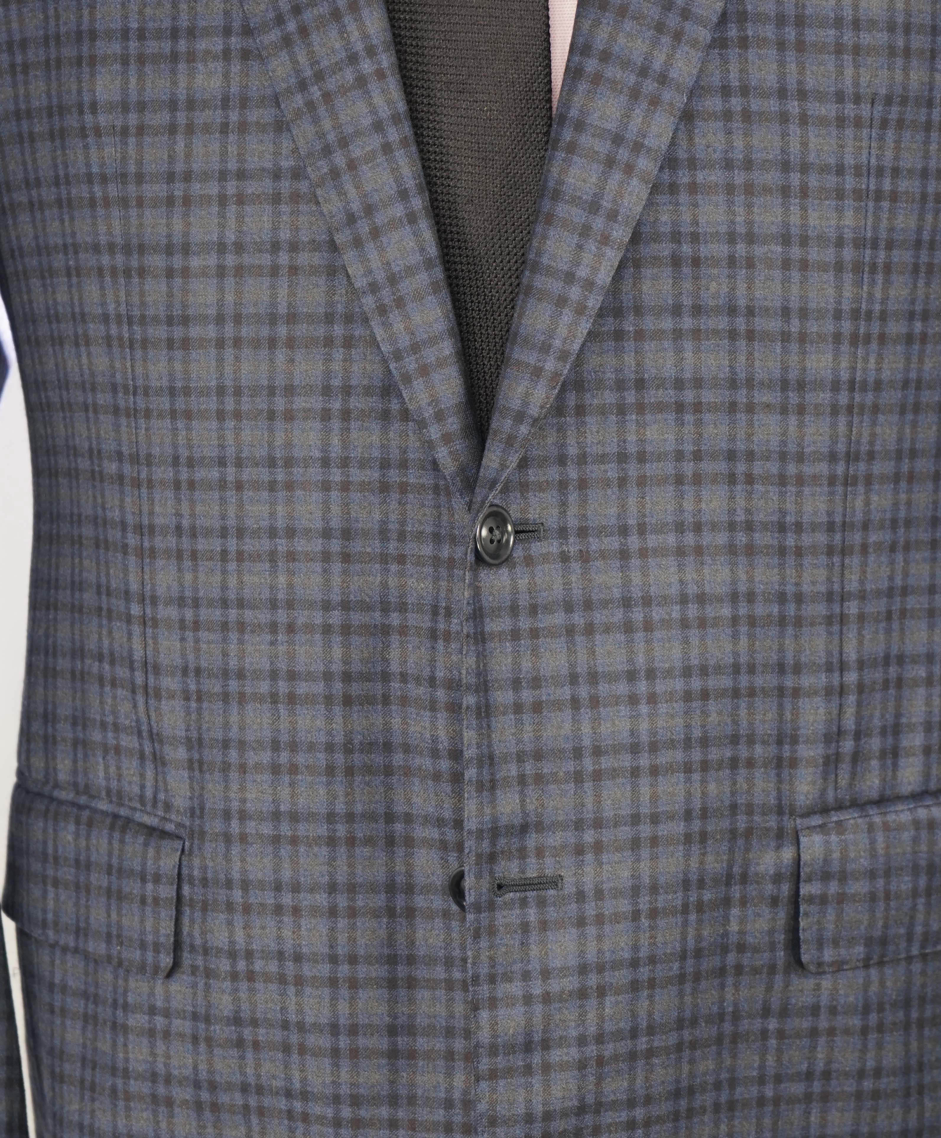 $3,290 ERMENEGILDO ZEGNA- “TORFEO LIGHT” Blue Check Plaid Blazer- 42R