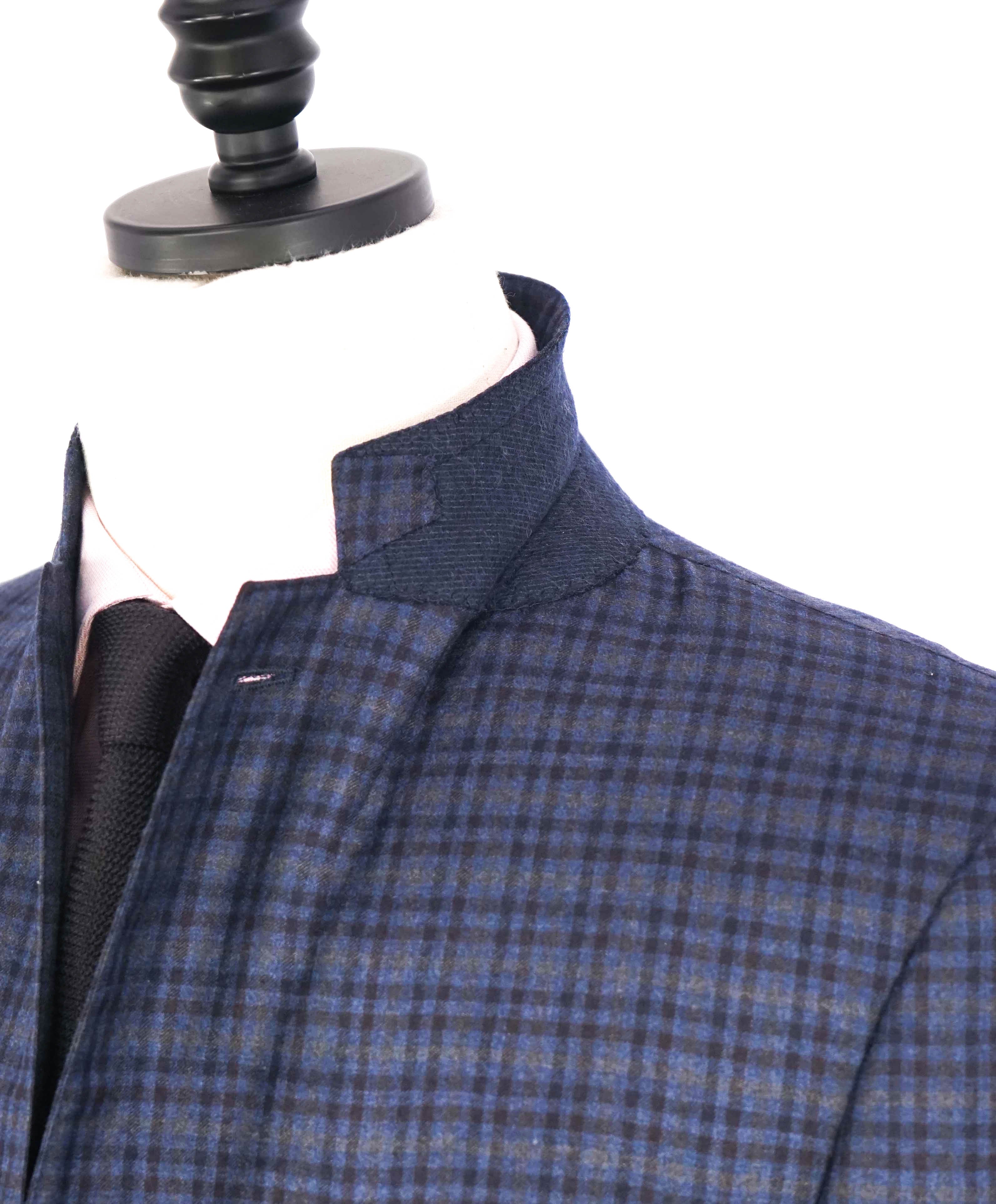 $3,290 ERMENEGILDO ZEGNA- “TORFEO LIGHT” Blue Check Plaid Blazer- 42R