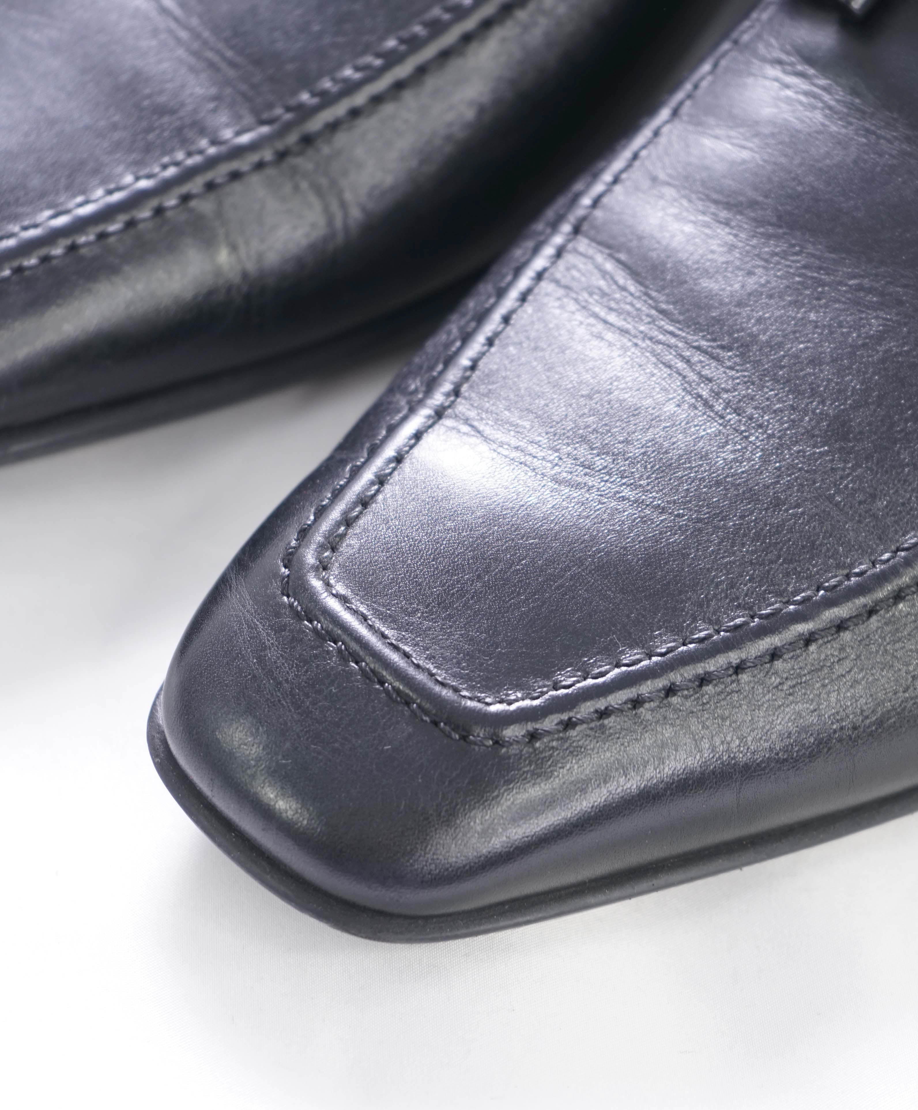 $700 SALVATORE FERRAGAMO - Black On Black Gancini Leather Loafer- 11 EE