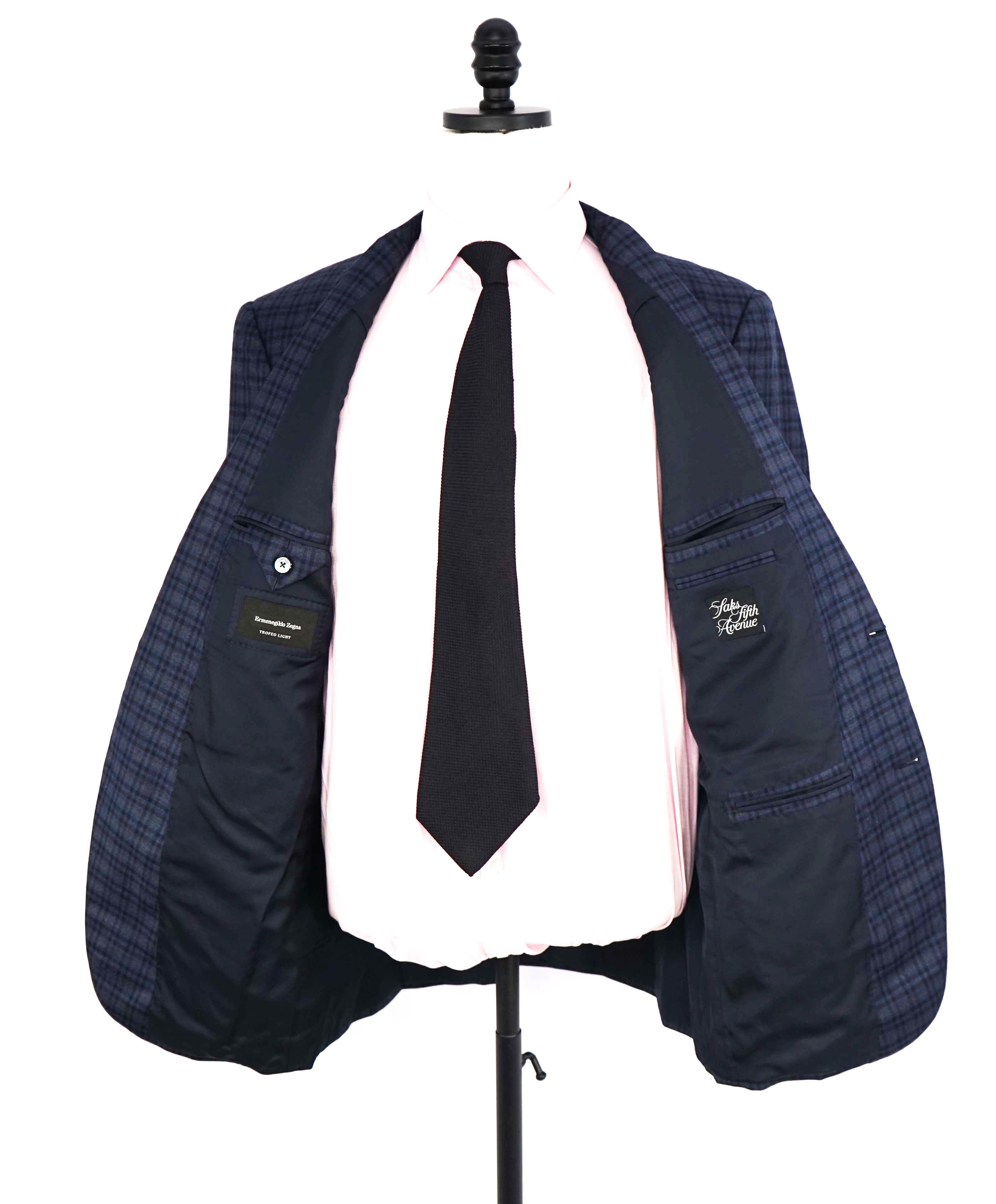 $3,290 ERMENEGILDO ZEGNA- “TORFEO LIGHT” Blue Check Plaid Blazer- 42R