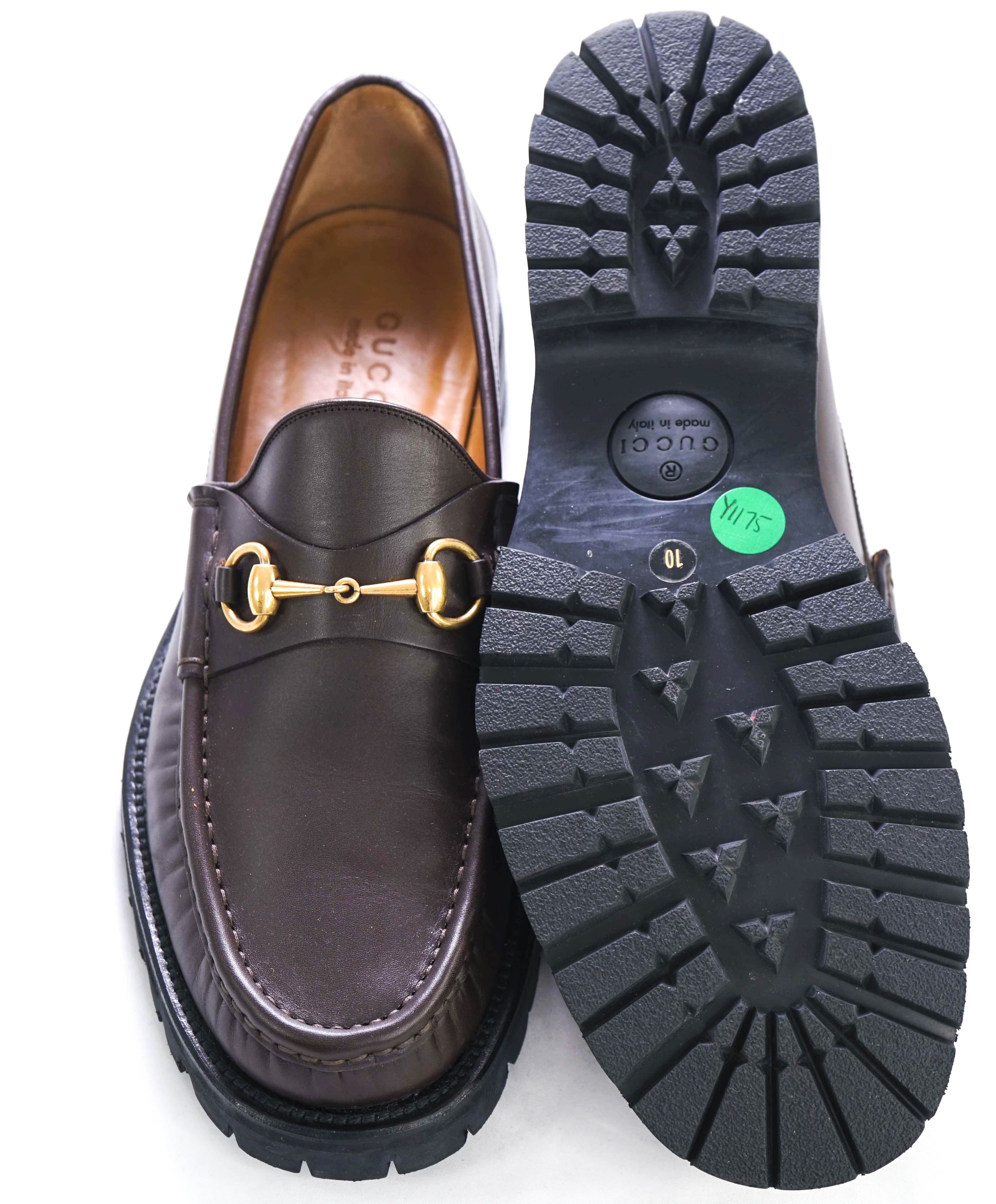 GUCCI - Horse-bit Loafers Brown/Gold Iconic Style - 10.5US (10 G Stamped On Shoe)