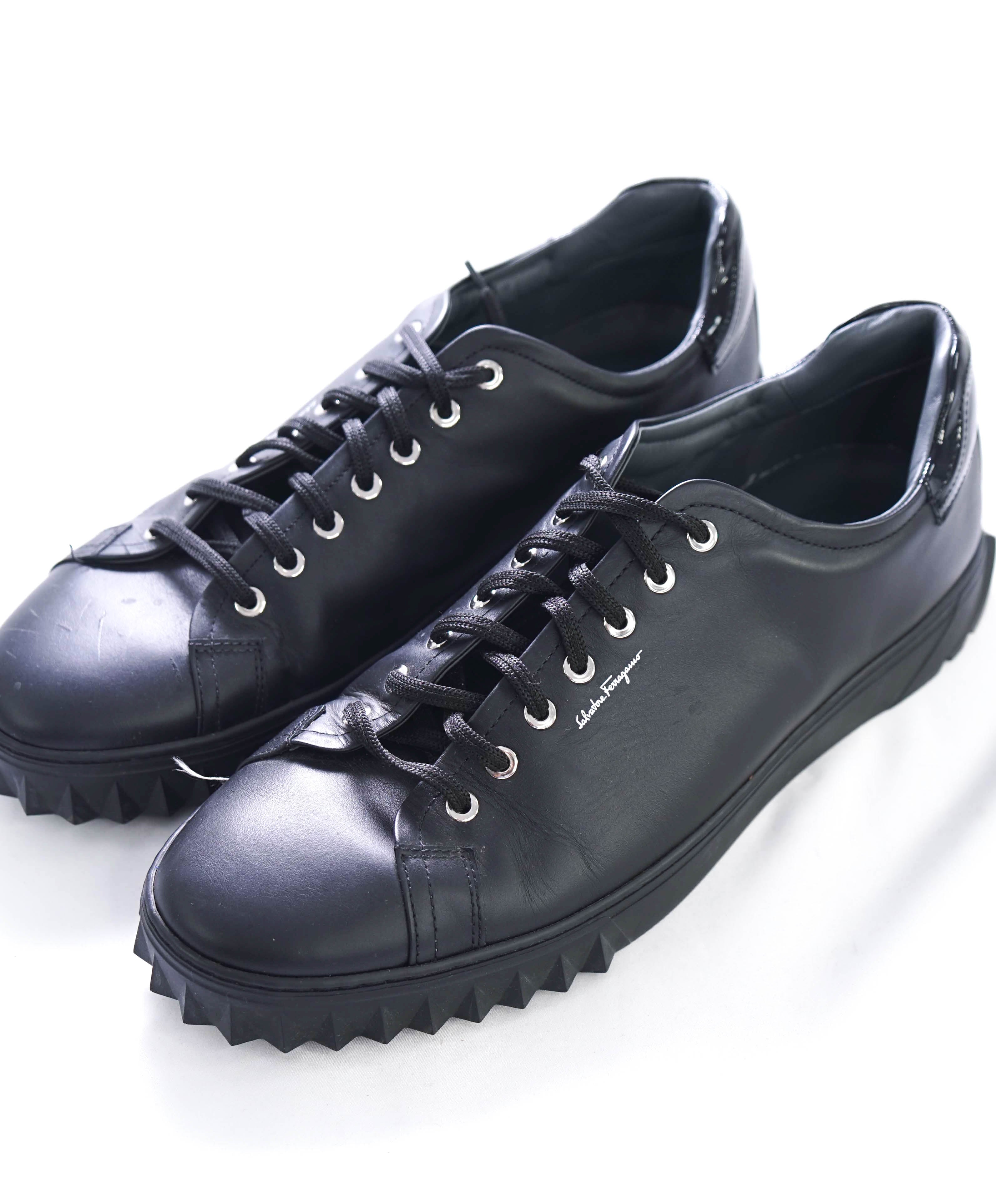 $750 SALVATORE FERRAGAMO - *Rhinoceros* Black Gancini Sneaker - 12 US