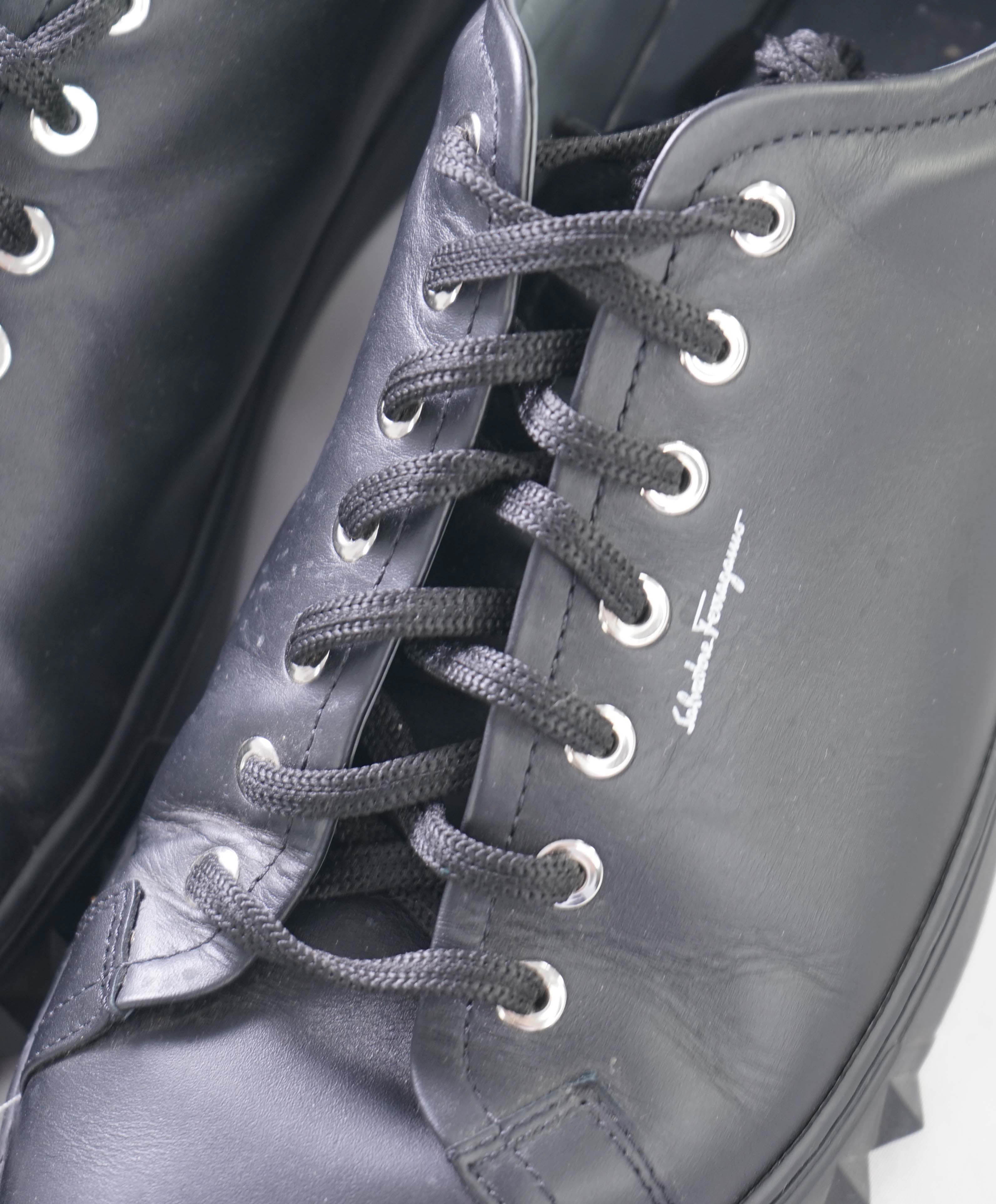 $750 SALVATORE FERRAGAMO - *Rhinoceros* Black Gancini Sneaker - 12 US