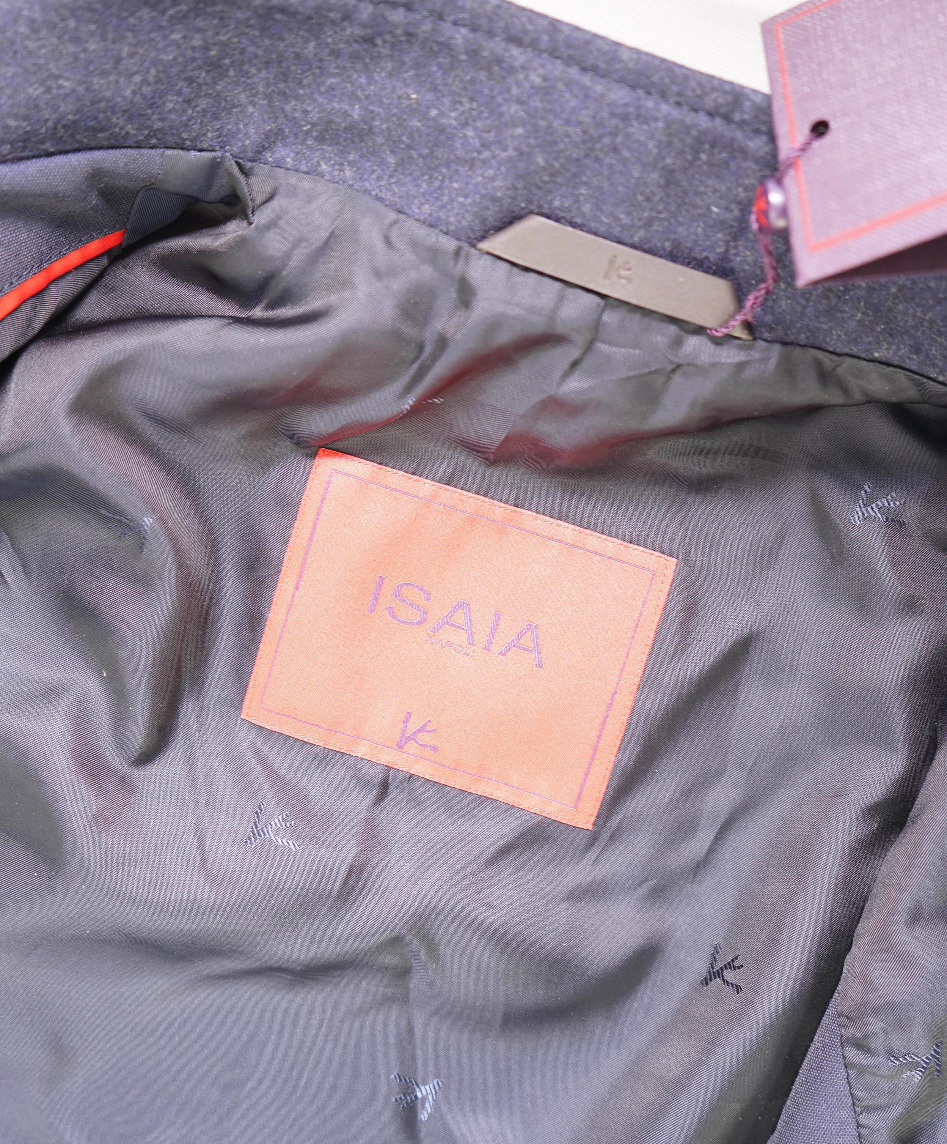 $2,000 ISAIA - Wool Navy Blue Logo Pocket Front Vest - 38R US