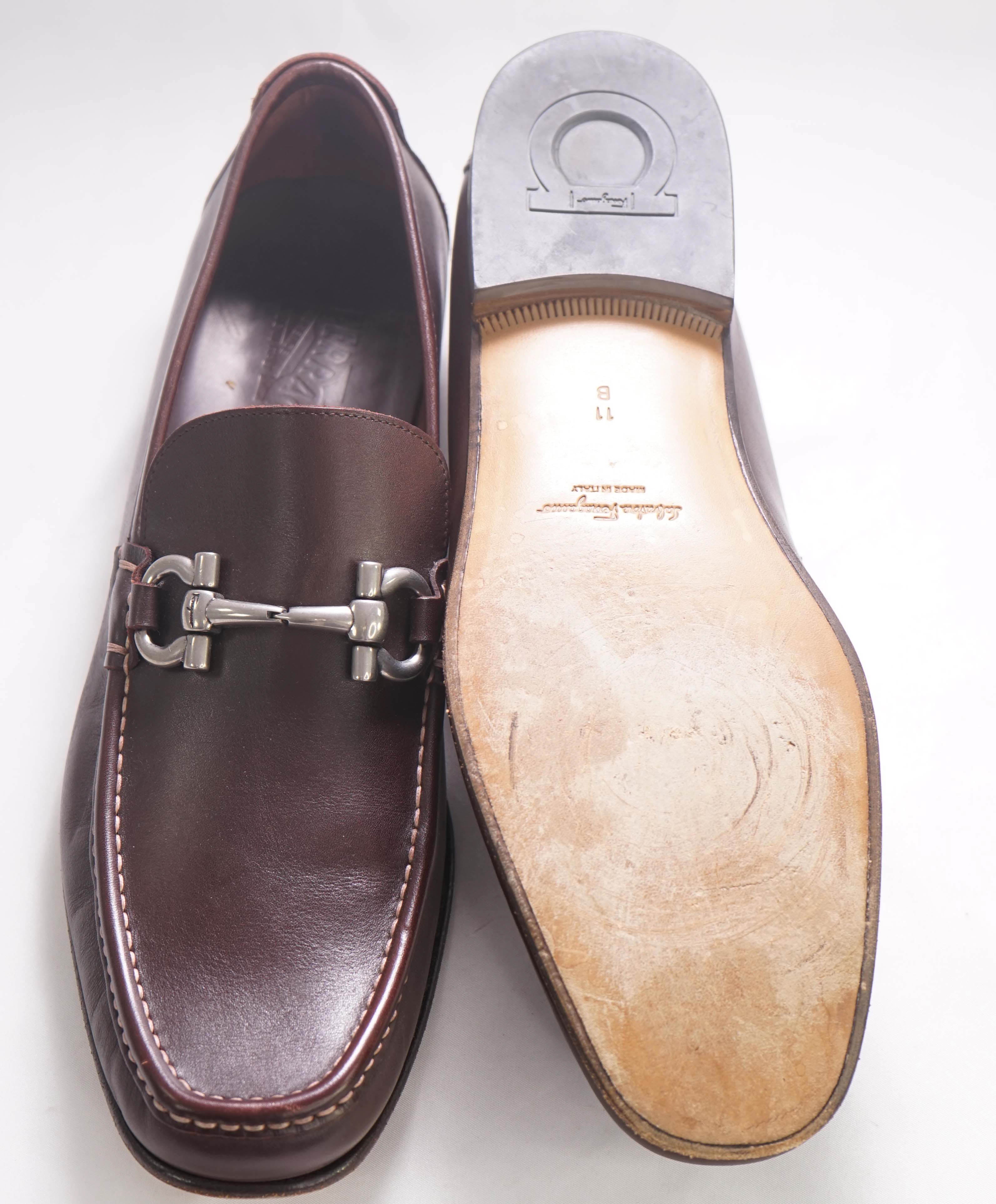 $700 SALVATORE FERRAGAMO - "GIORDANO" Brown Leather Loafer- 11B