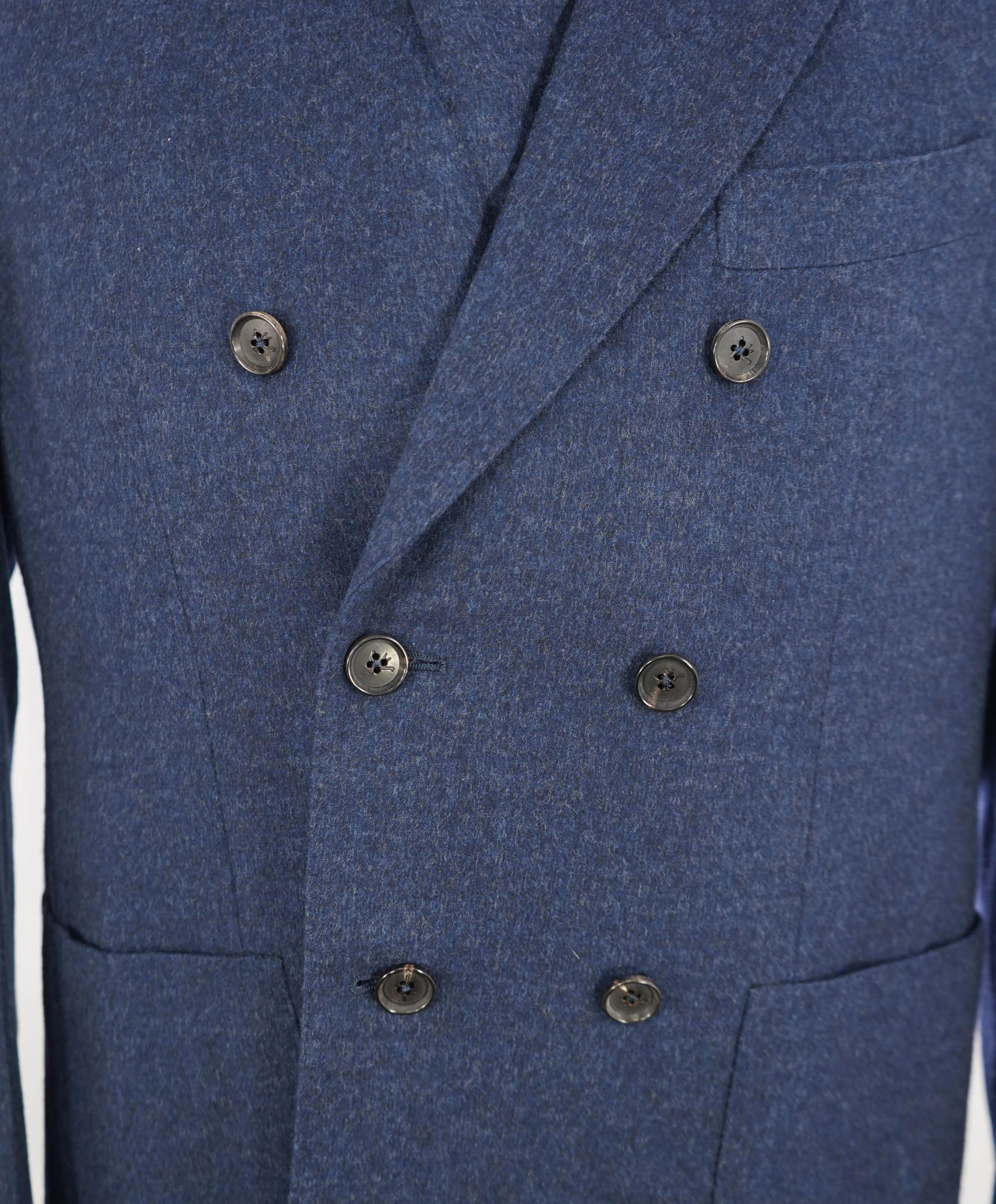 $2,995 ISAIA - Double Breasted CASHMERE Wool Blue Blazer - 40R
