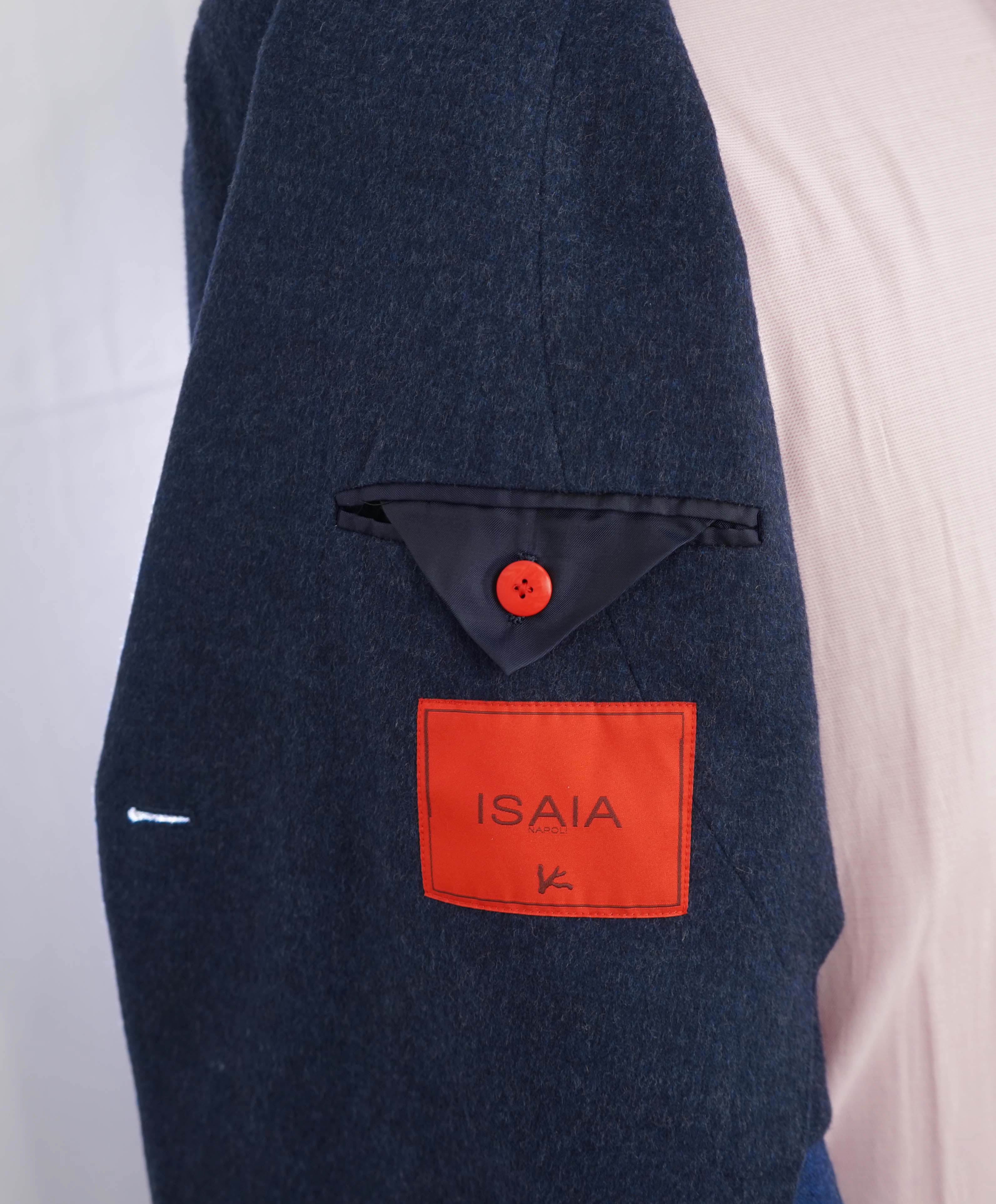 $2,995 ISAIA - Double Breasted CASHMERE Wool Blue Blazer - 40R