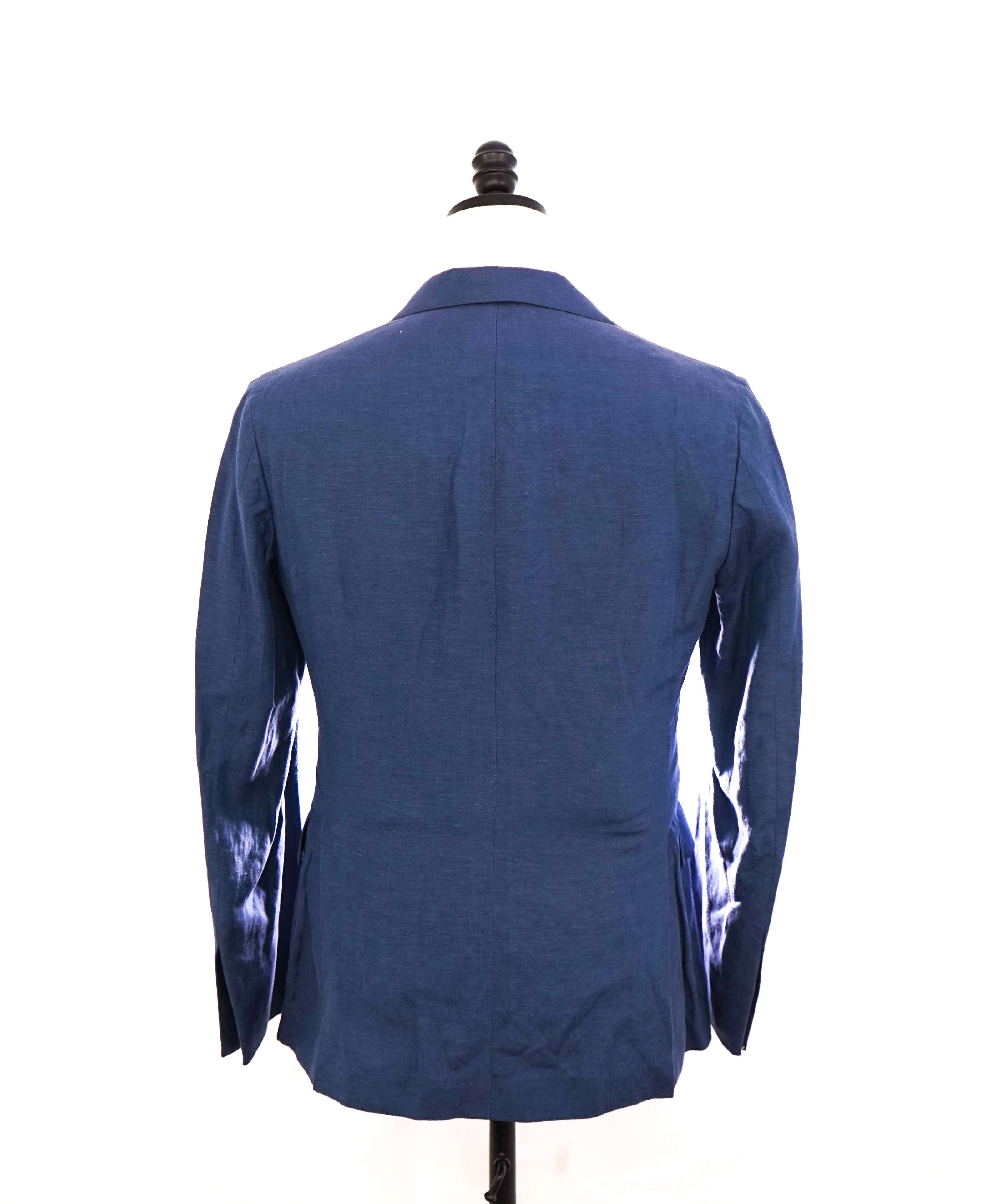 $2,395 RALPH LAUREN PURPLE LABEL - Blue SILK/LINEN Blazer - 36S