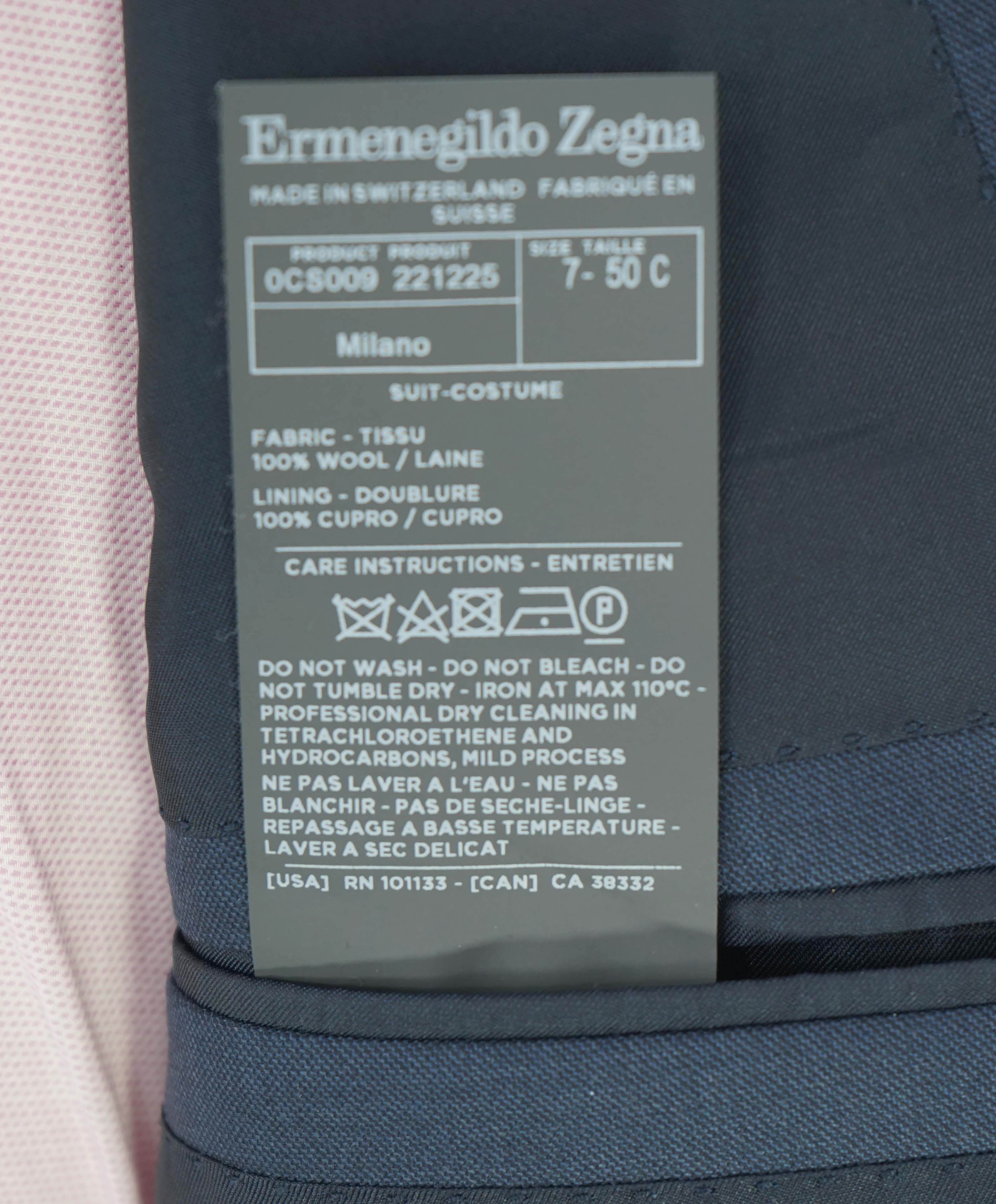 $5,895 ERMENEGILDO ZEGNA - Steel Blue Birdseye *14 MILMIL 14* SU MISURA Wool Blazer - 40S