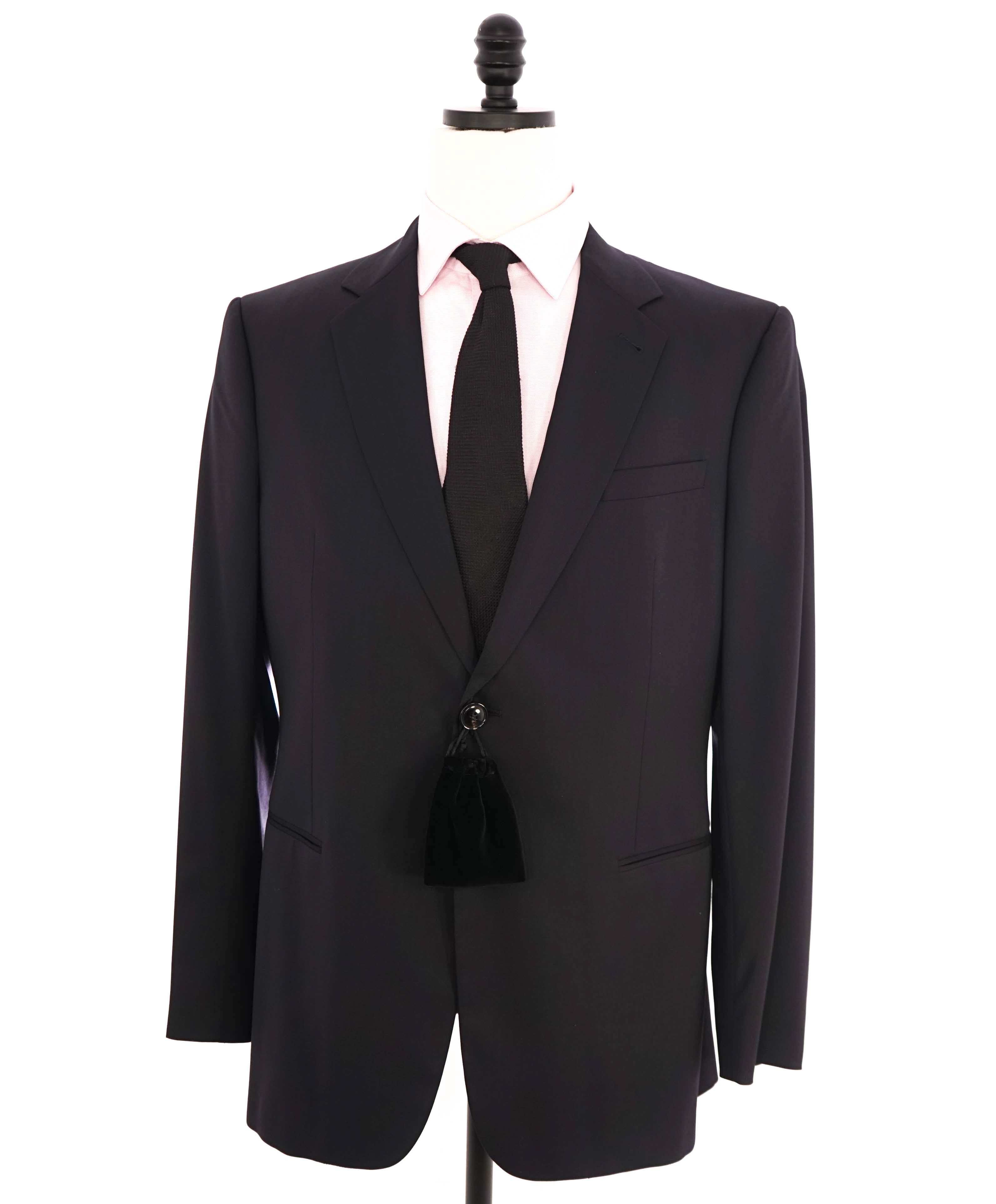 $3,795 GIORGIO ARMANI - "TAYLOR" Solid Navy Notch Lapel Super 150's Suit - 42R