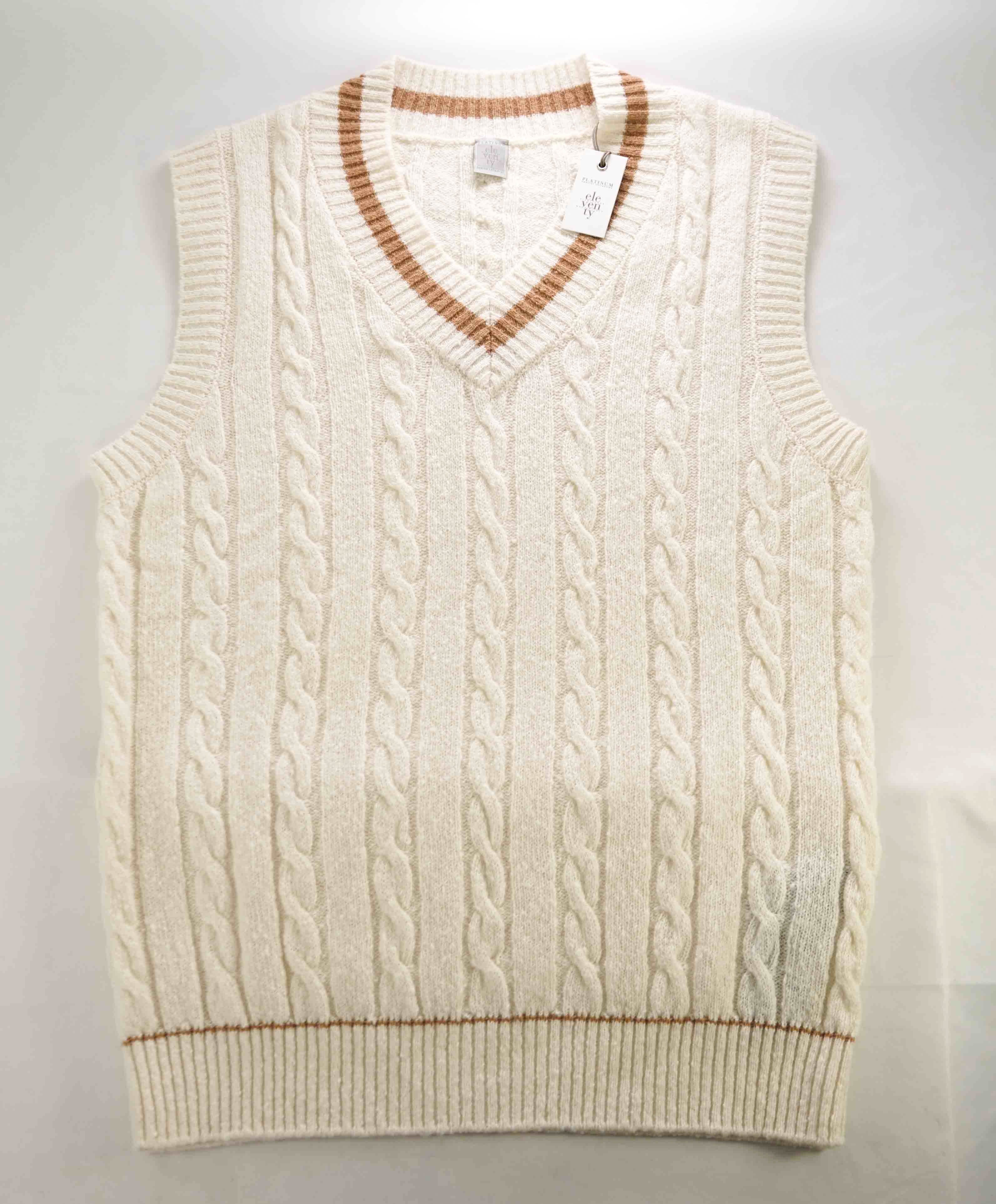 $545 ELEVENTY - Cable Knit WOOL/CASHMERE *CRICKET* Sweater Vest - Medium