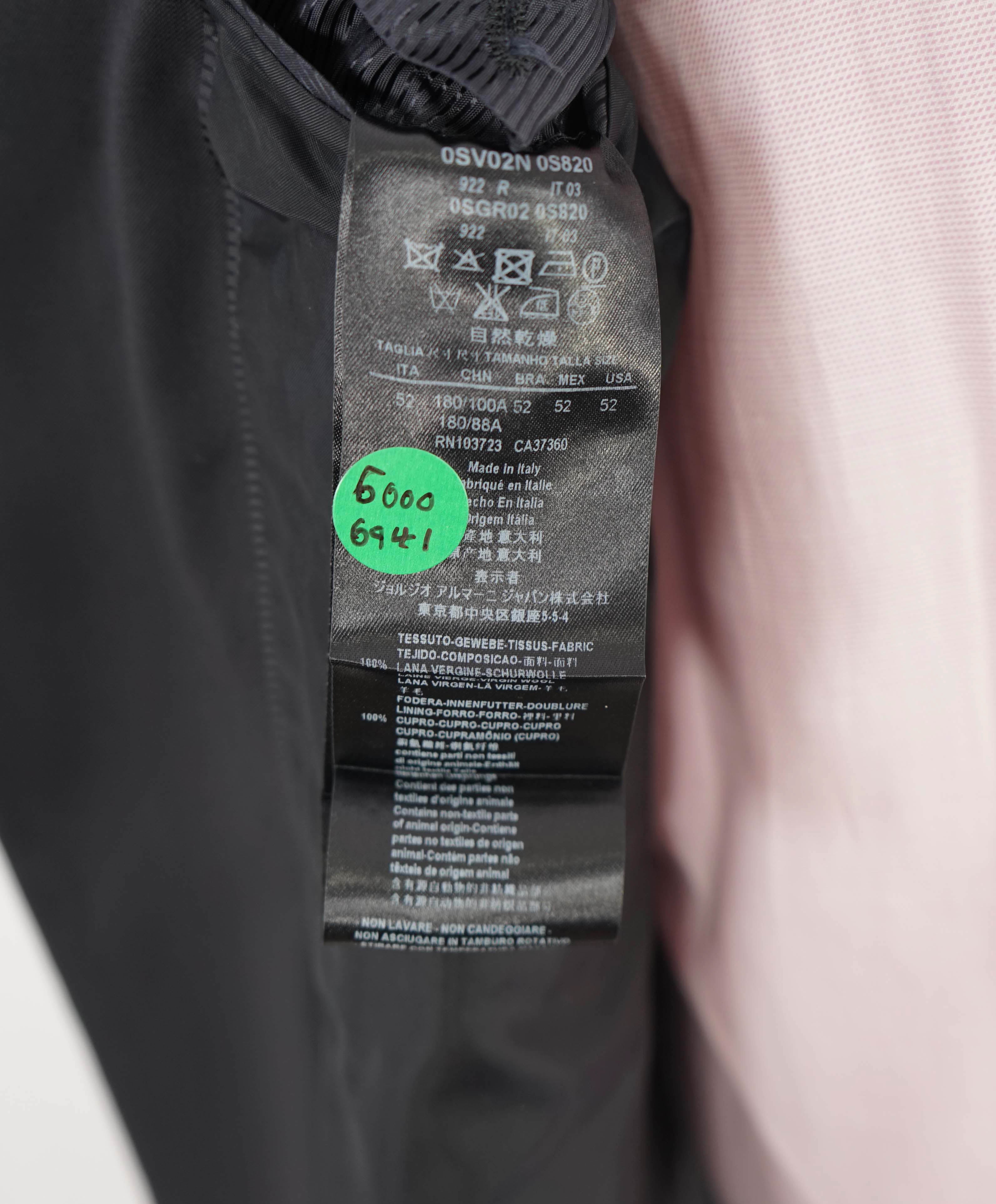 $3,795 GIORGIO ARMANI - "TAYLOR" Solid Navy Notch Lapel Super 150's Suit - 42R