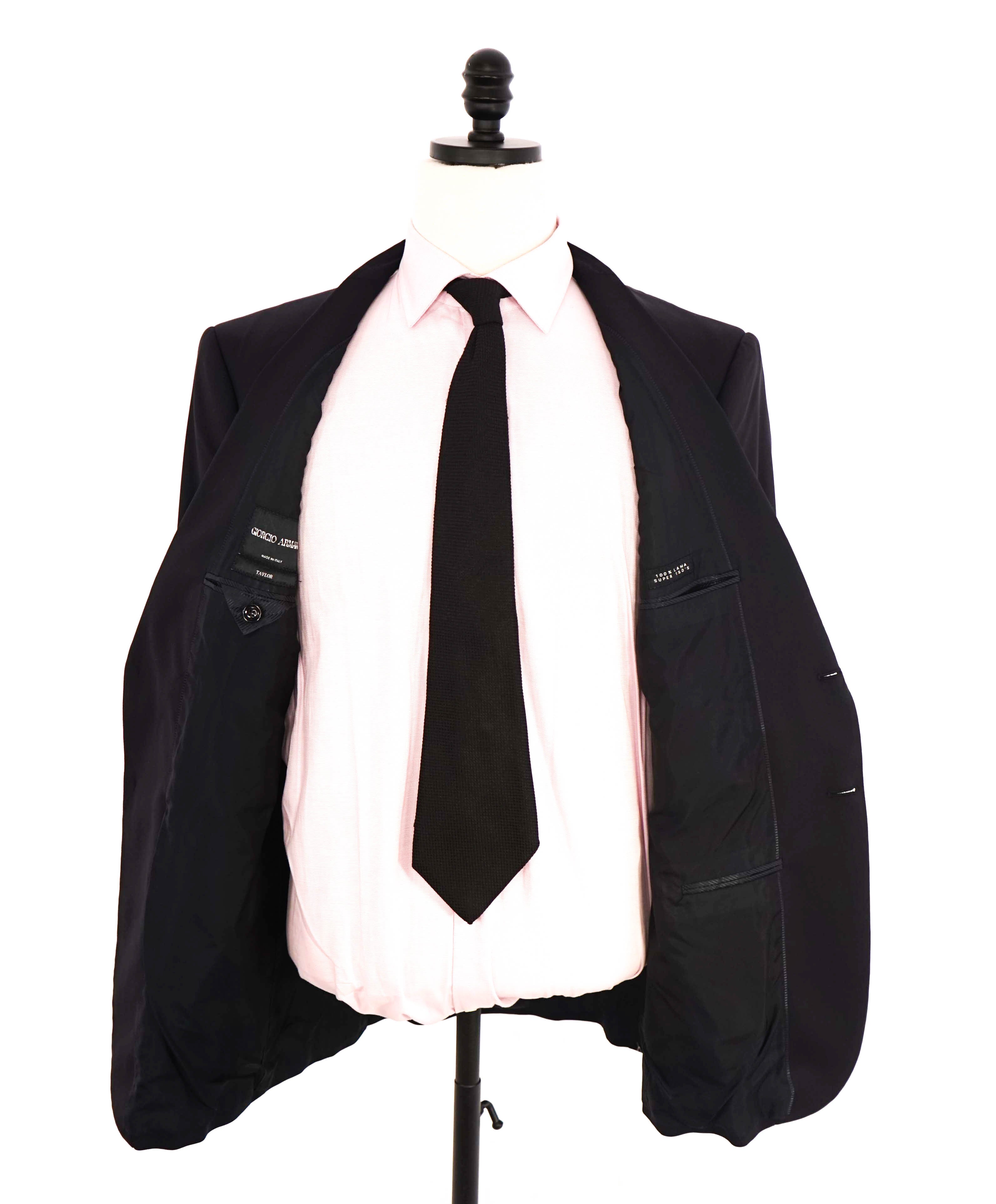$3,795 GIORGIO ARMANI - "TAYLOR" Solid Navy Notch Lapel Super 150's Suit - 42R