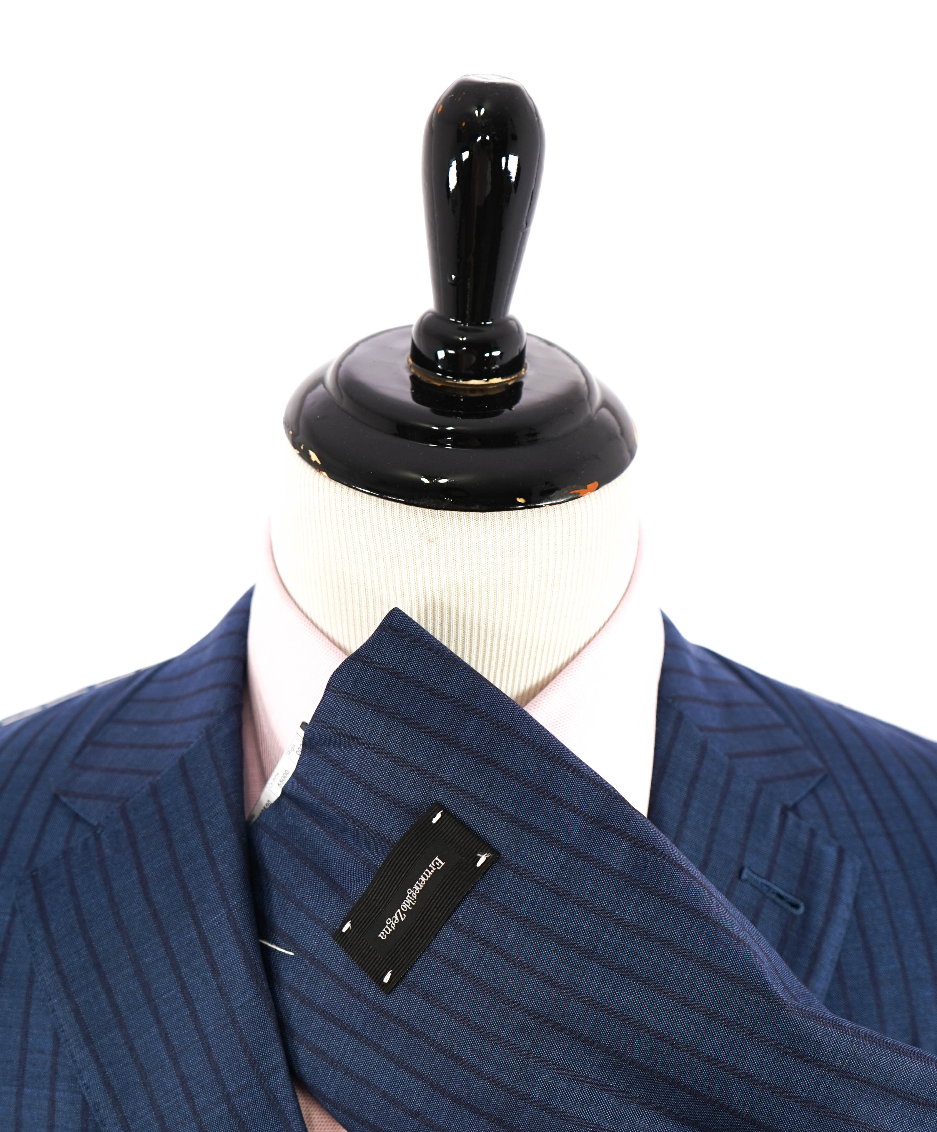 $3,995 ERMENEGILDO ZEGNA -"TROFEO 600" *Chalk Stripe* Blue Silk Suit - 38R