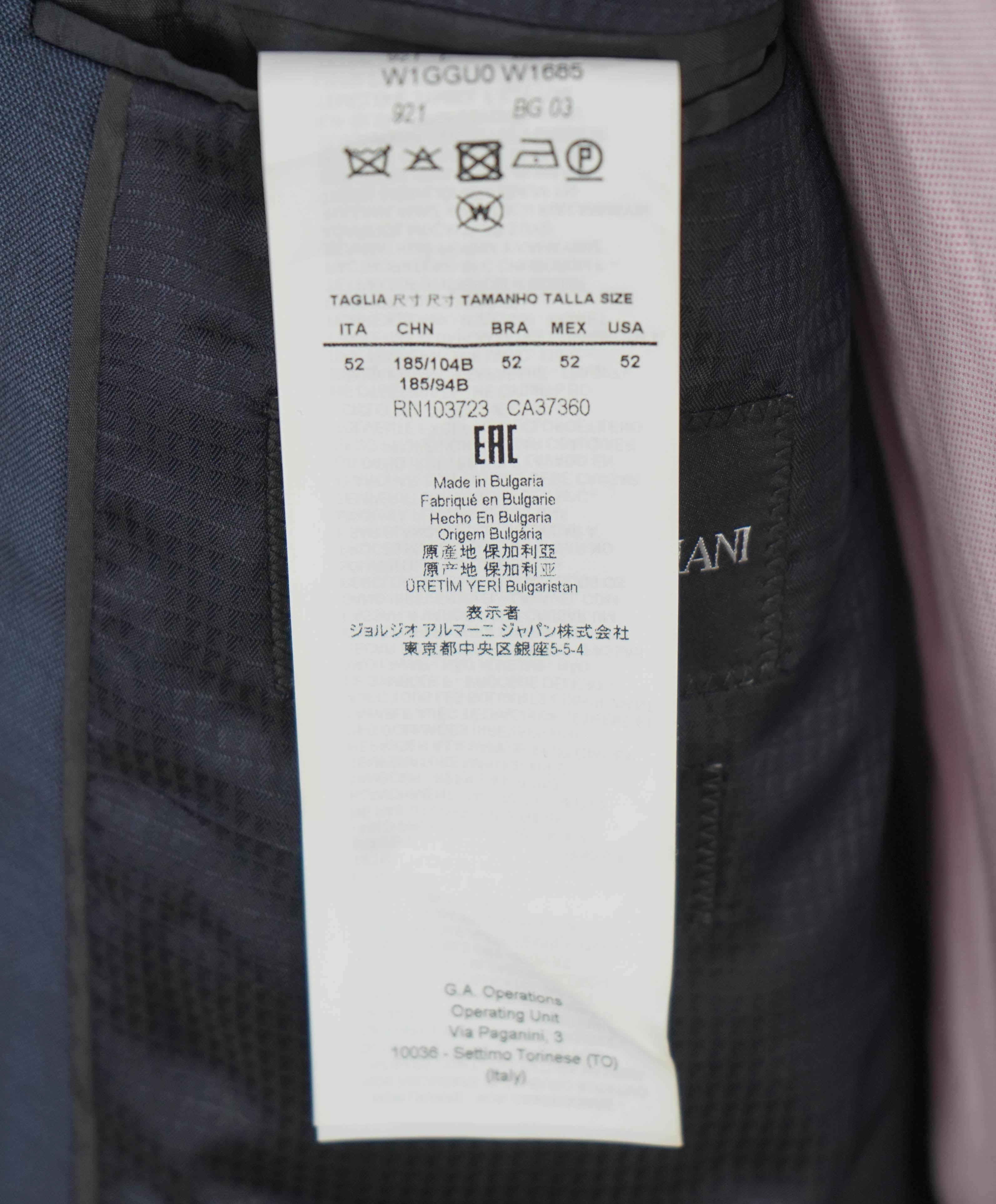 $1,995 EMPORIO ARMANI - Super 130's “G LINE” Steel Blue Suit - 42L