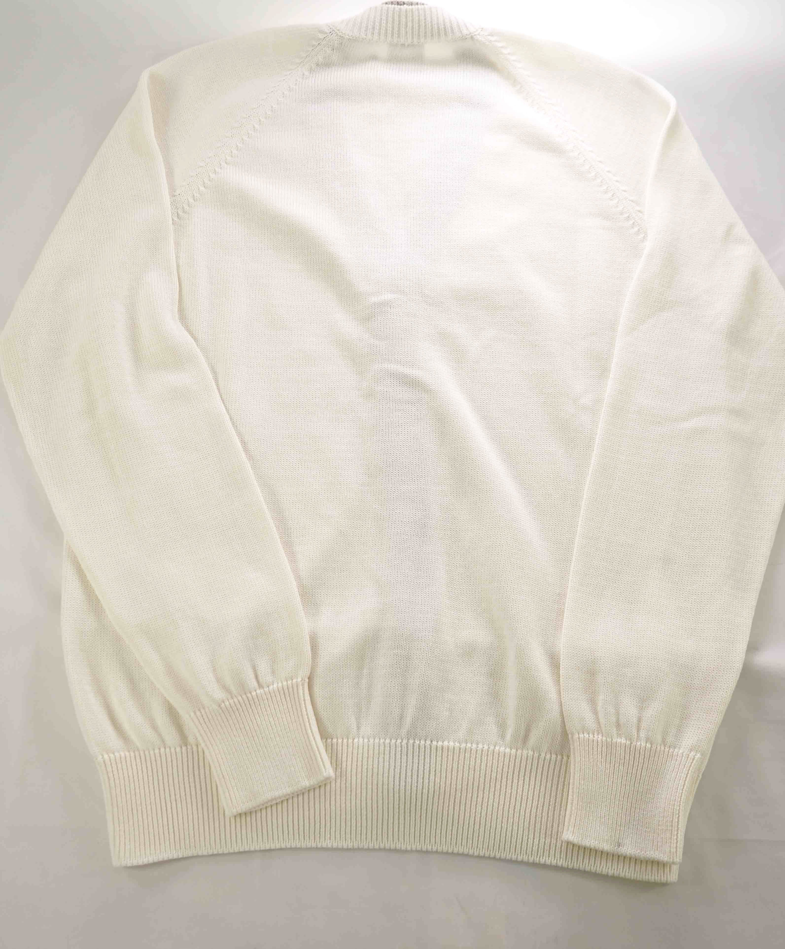 $795 ELEVENTY -Ivory Tipped Cotton MOP Button Cardigan Ribbed Sweater- Medium