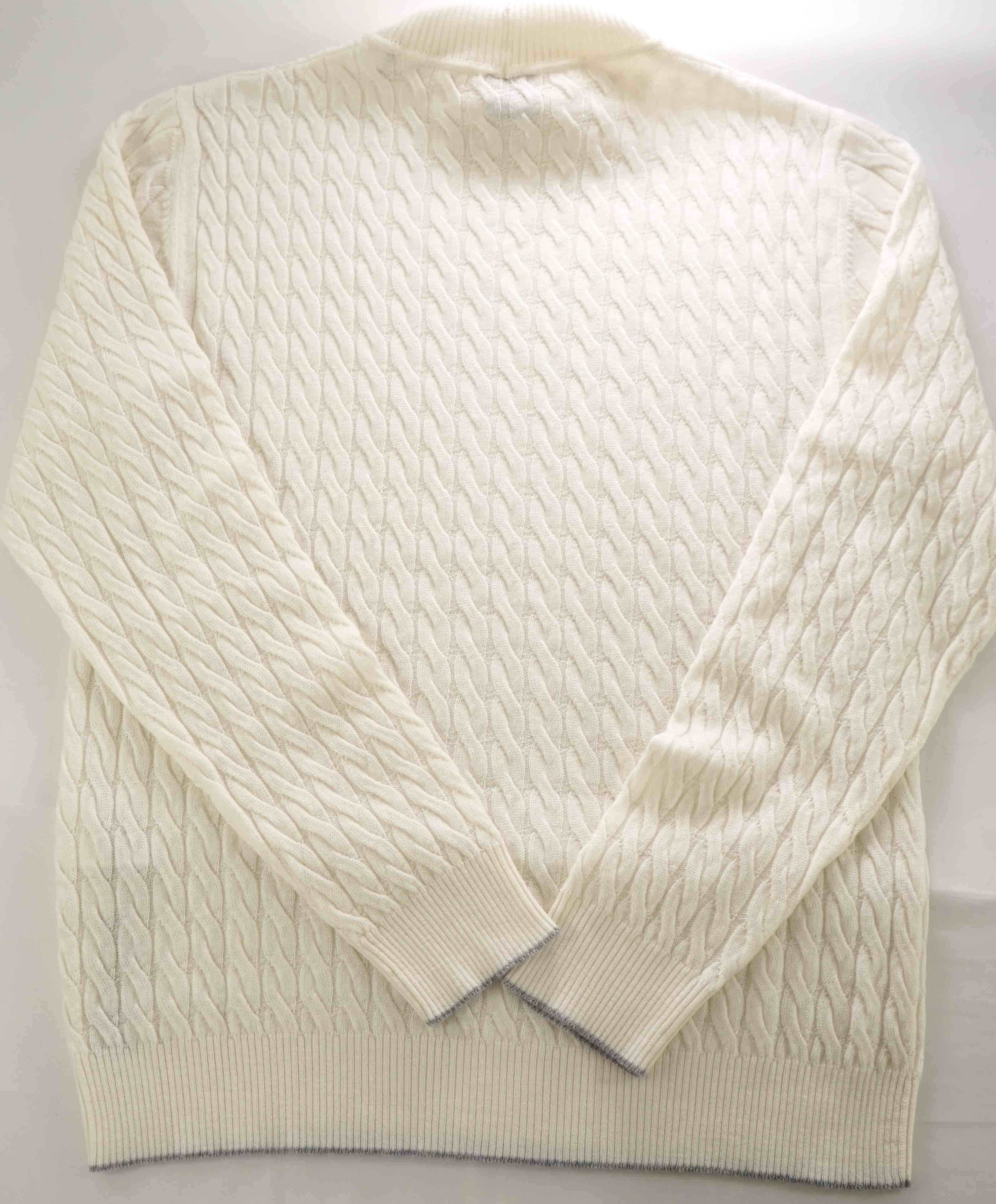 $745 ELEVENTY - Ivory Cable Knit *PLATINUM* Wool Turtleneck Sweater - M