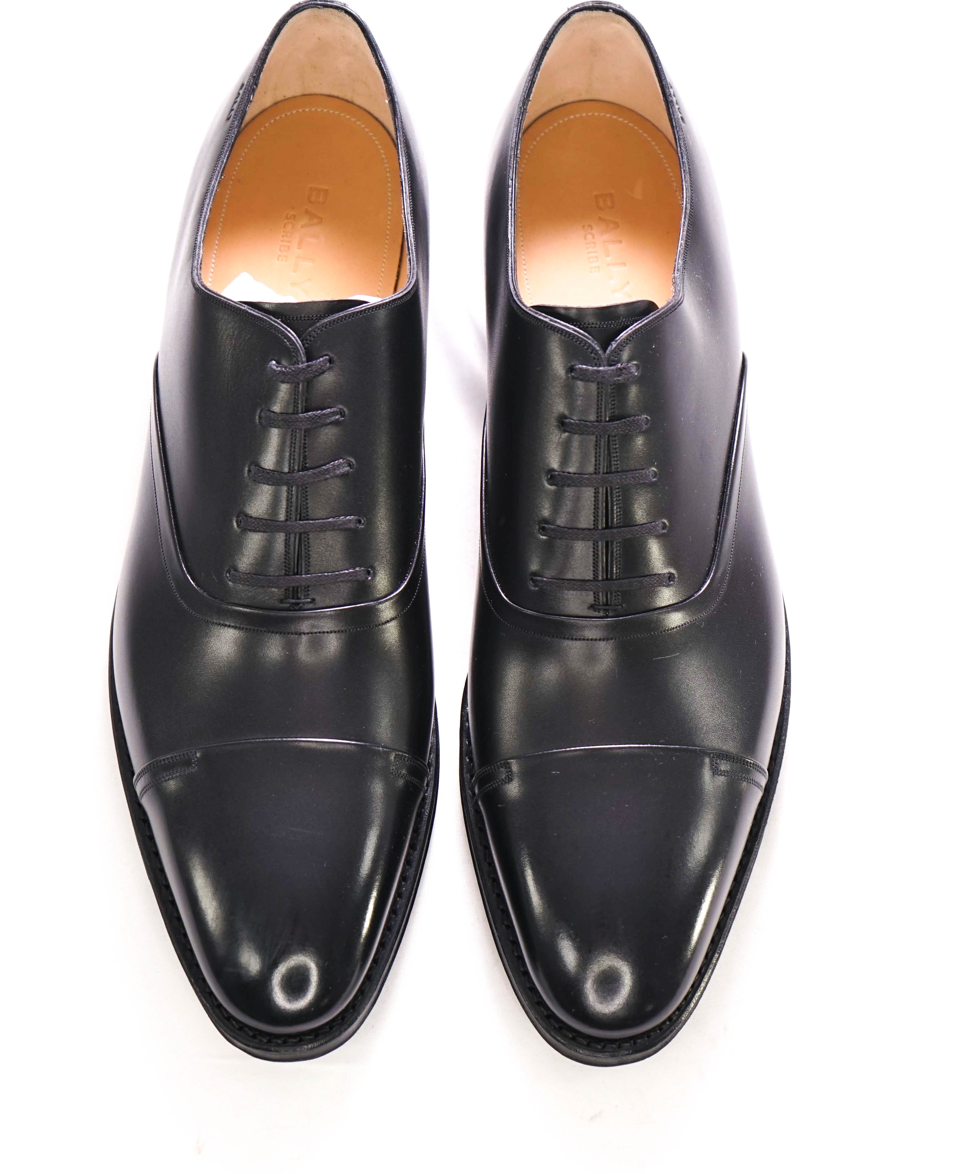 $1,200 BALLY - "SELBY" Goodyear Welt SCRIBE Black Hand Made Oxfords - 14 US (13 UK)