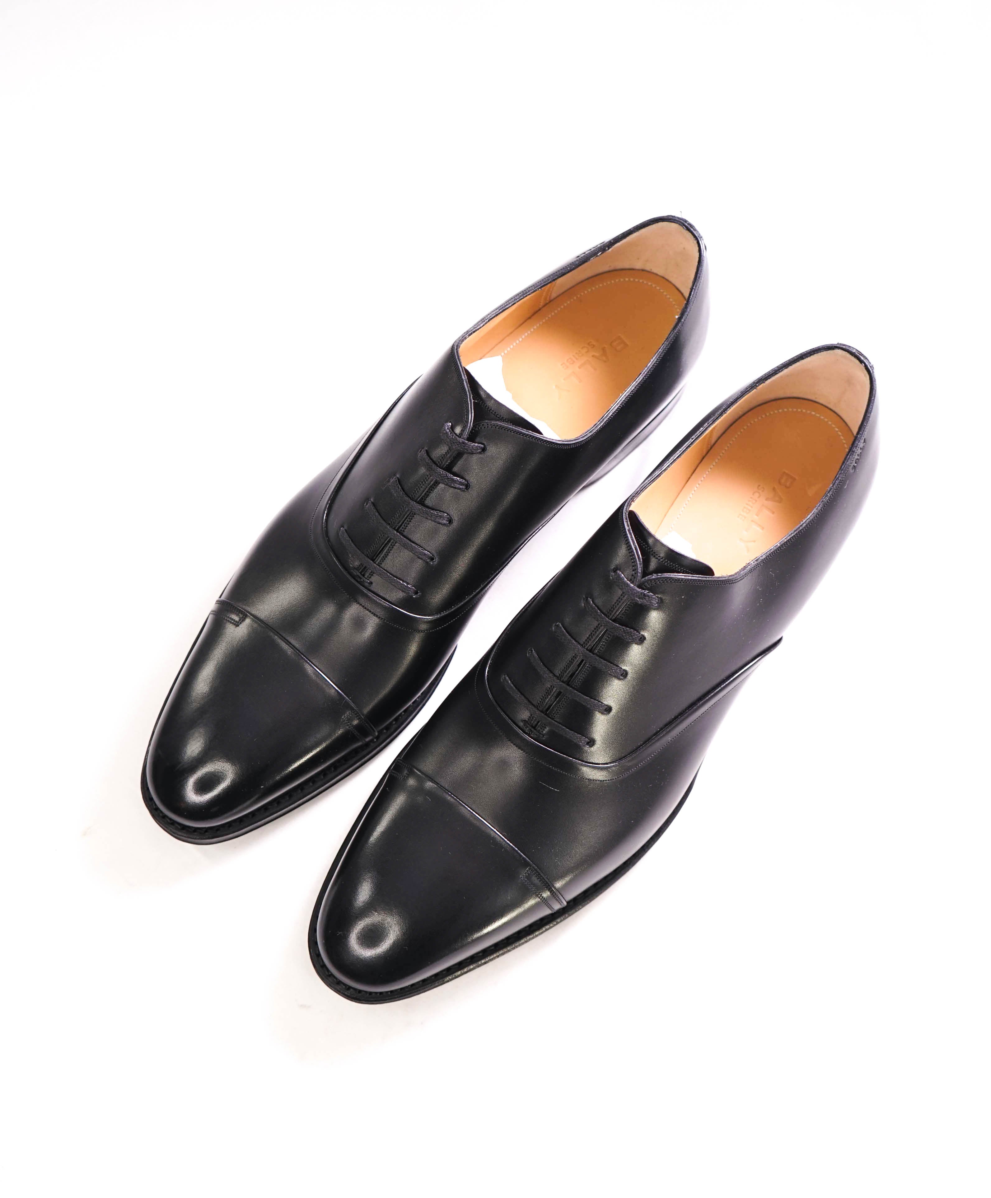 $1,200 BALLY - "SELBY" Goodyear Welt SCRIBE Black Hand Made Oxfords - 14 US (13 UK)