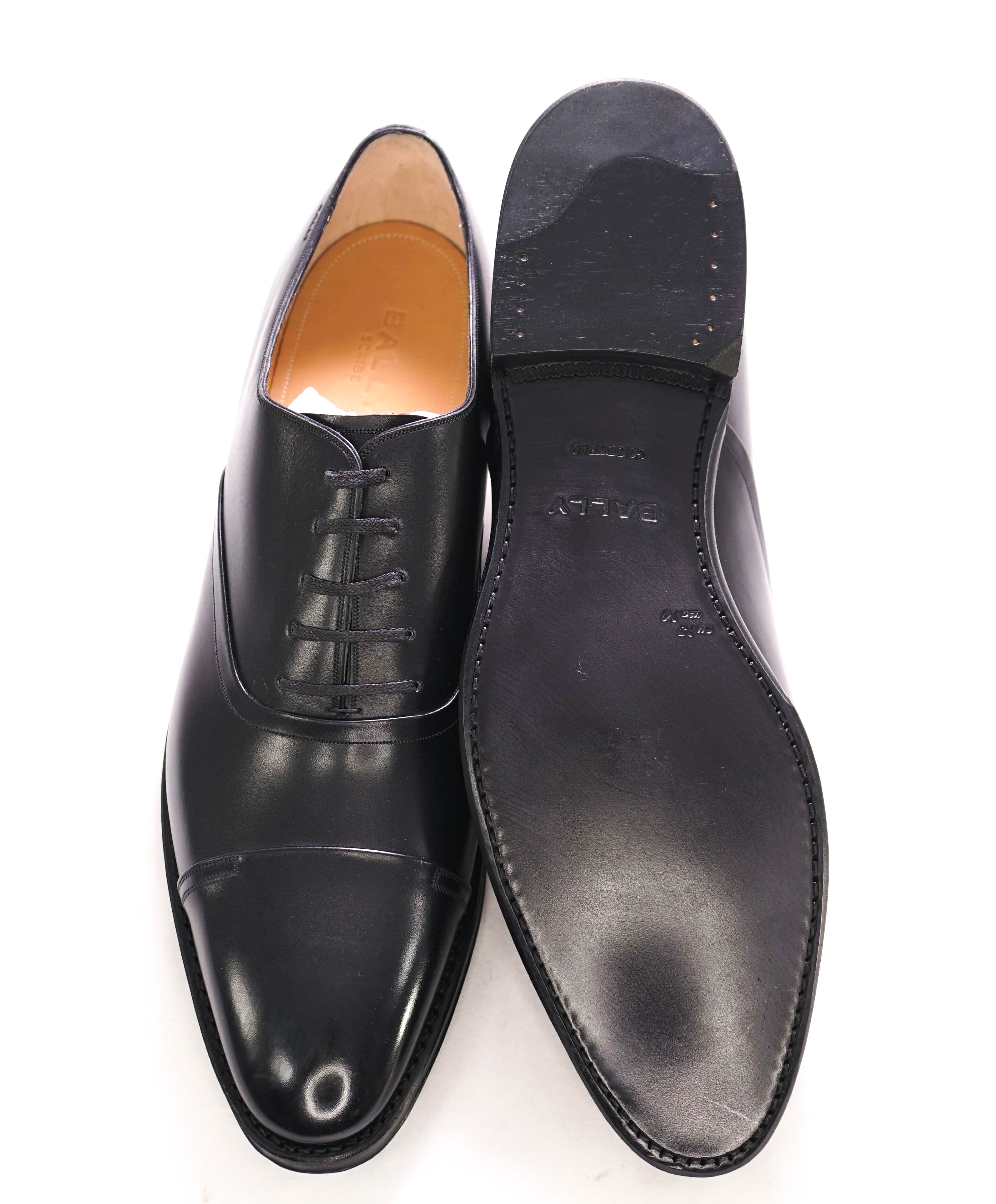 $1,200 BALLY - "SELBY" Goodyear Welt SCRIBE Black Hand Made Oxfords - 14 US (13 UK)