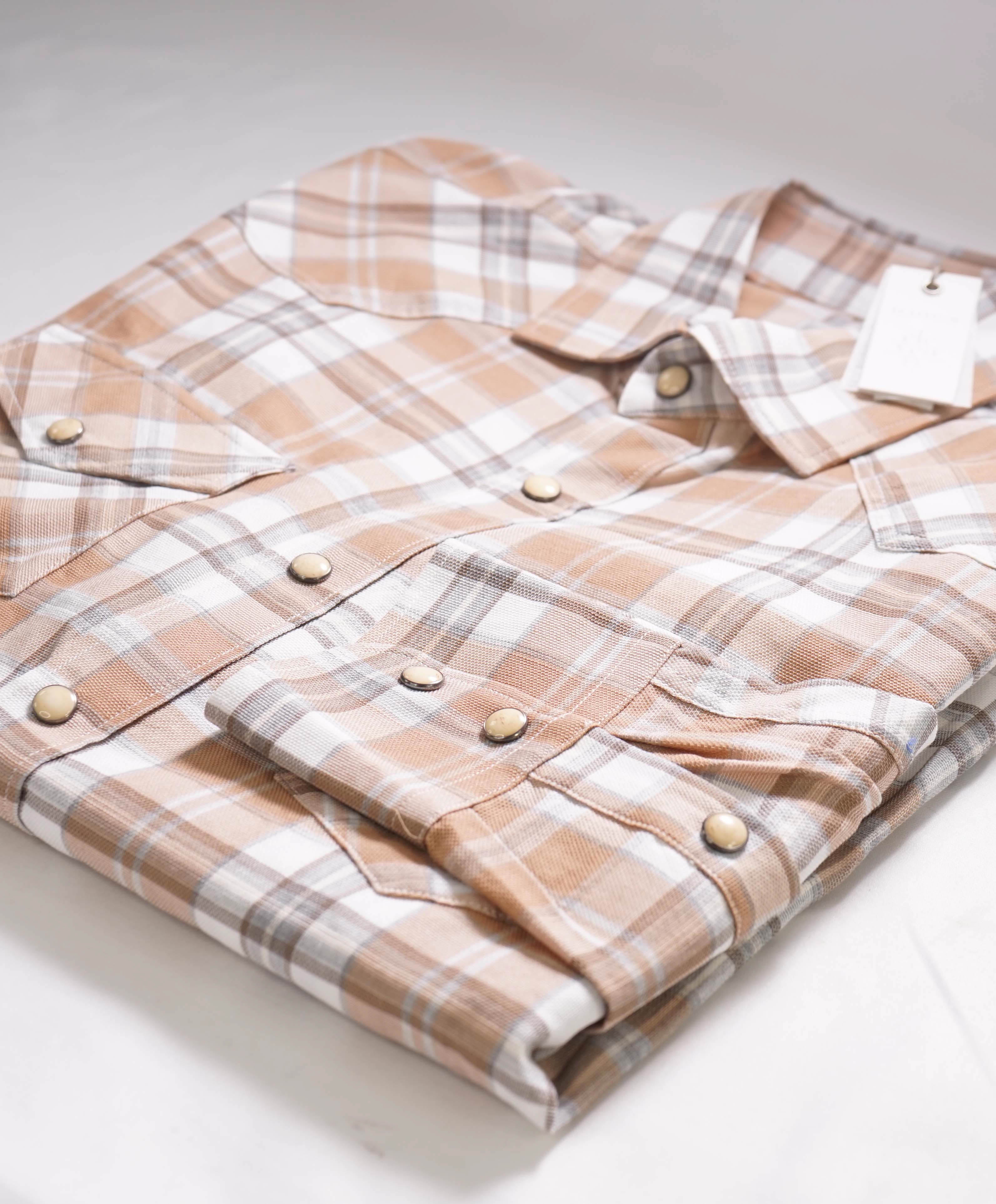 $495 ELEVENTY - *SNAP FRONT* Neutral Cotton Dress Shirt - XXL (43)