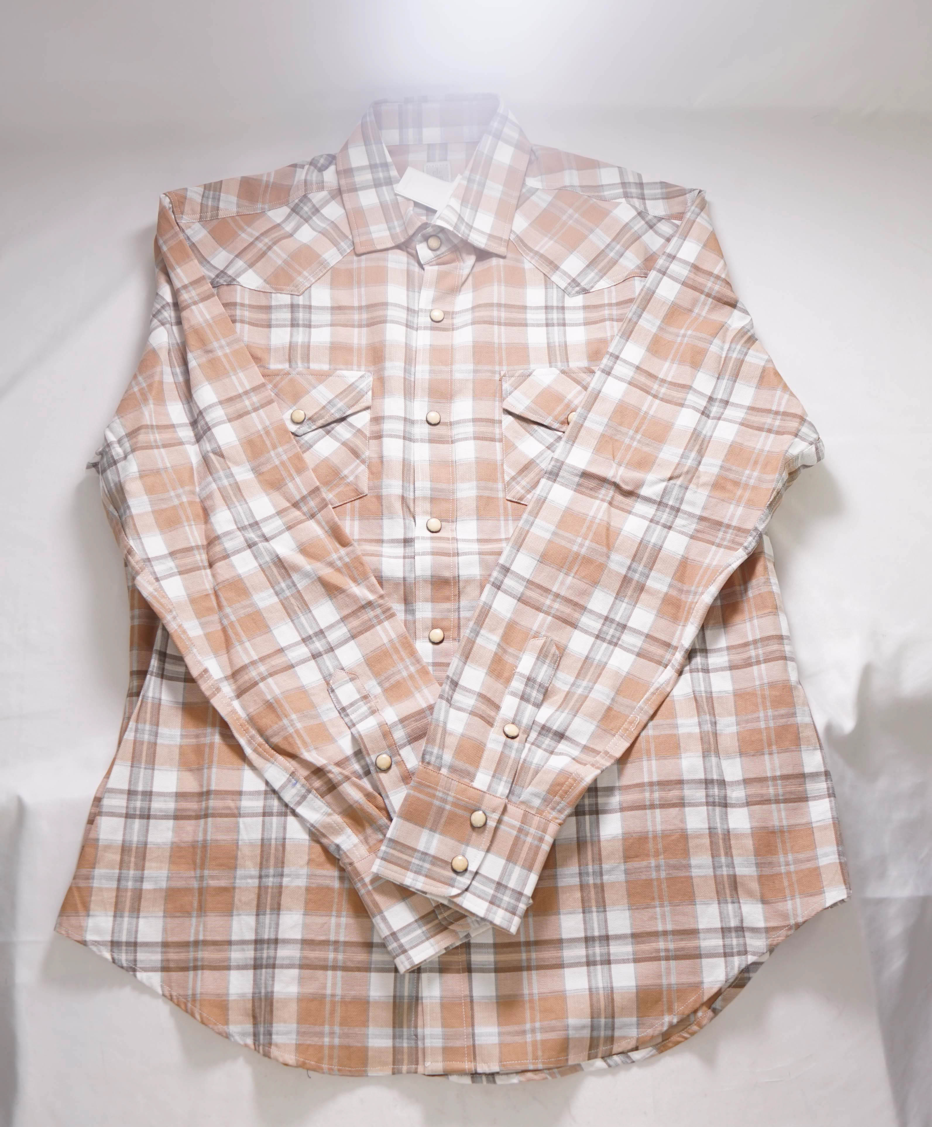 $495 ELEVENTY - *SNAP FRONT* Neutral Cotton Dress Shirt - XXL (43)