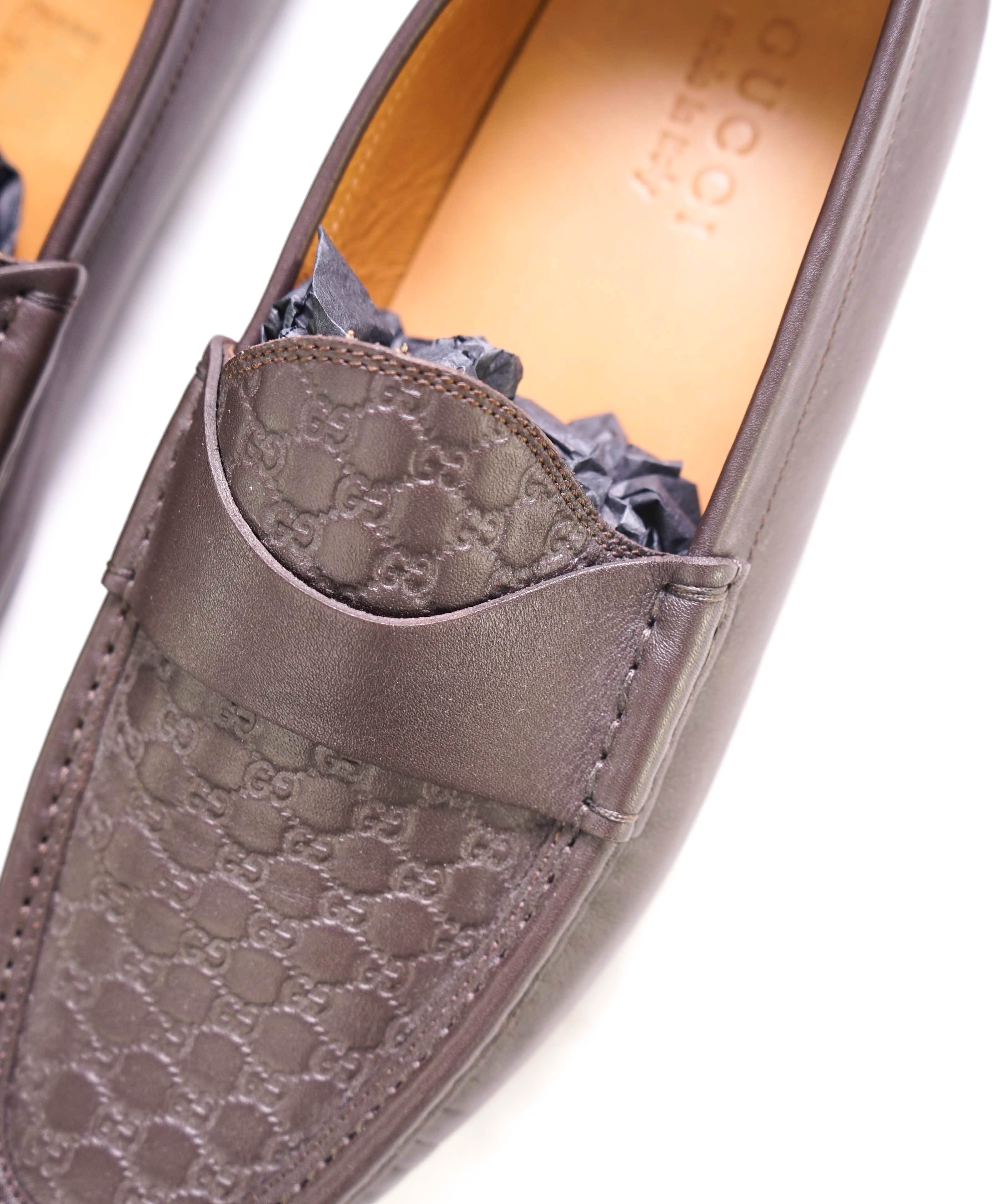 $920 GUCCI - "GG Guccissima" Brown Leather Loafers - 8 US (7.5G)