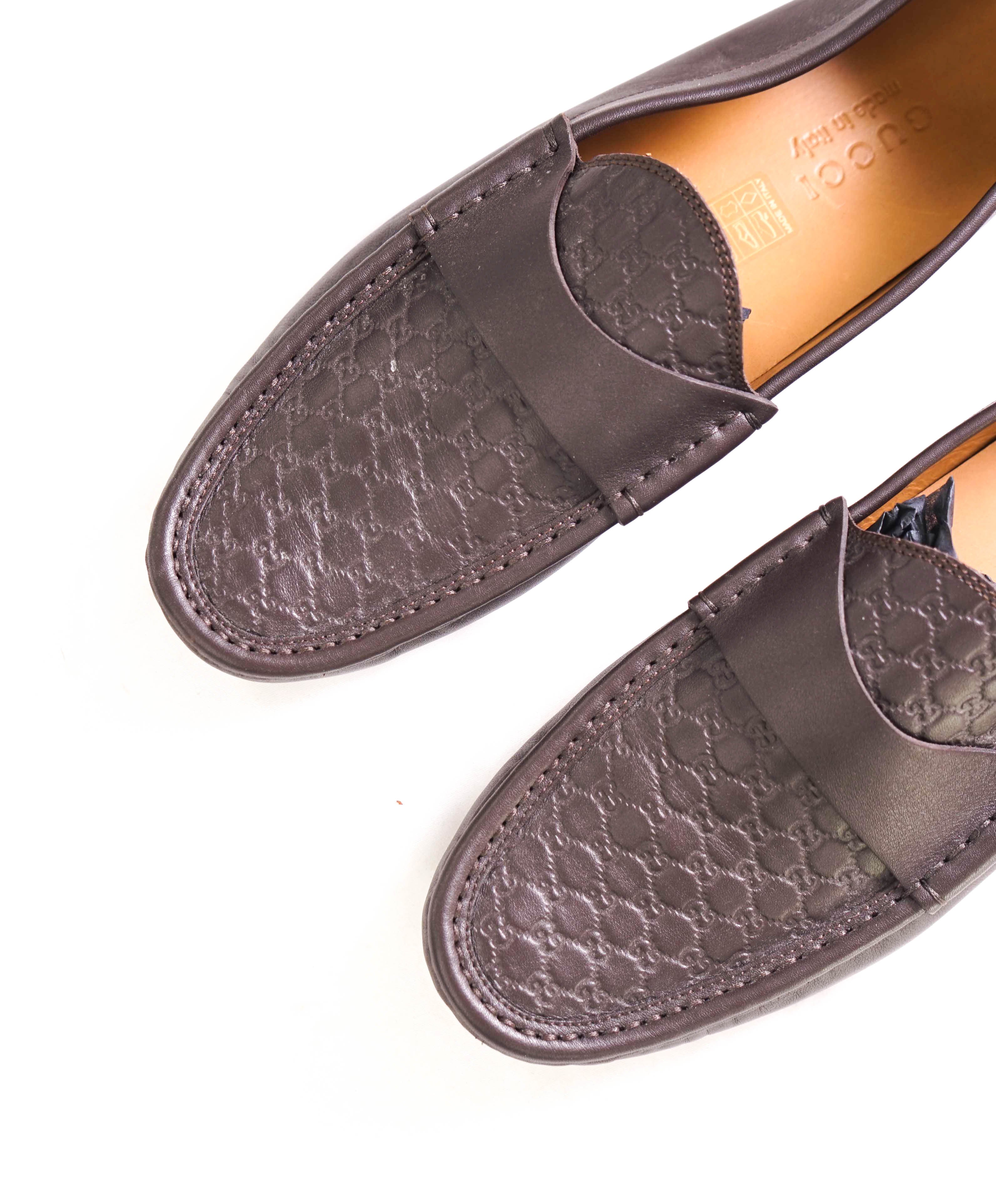 $920 GUCCI - "GG Guccissima" Brown Leather Loafers - 8 US (7.5G)