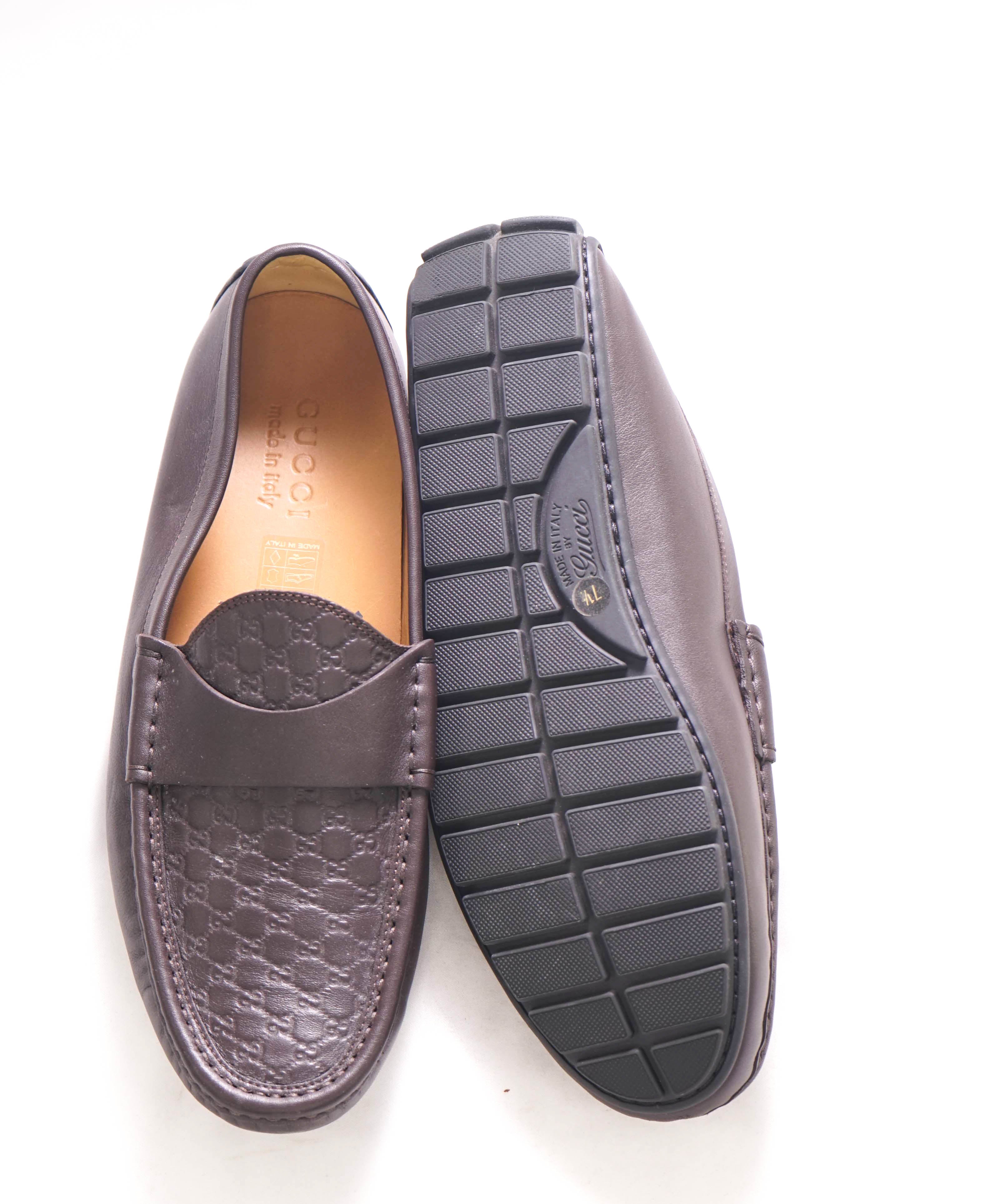 $920 GUCCI - "GG Guccissima" Brown Leather Loafers - 8 US (7.5G)