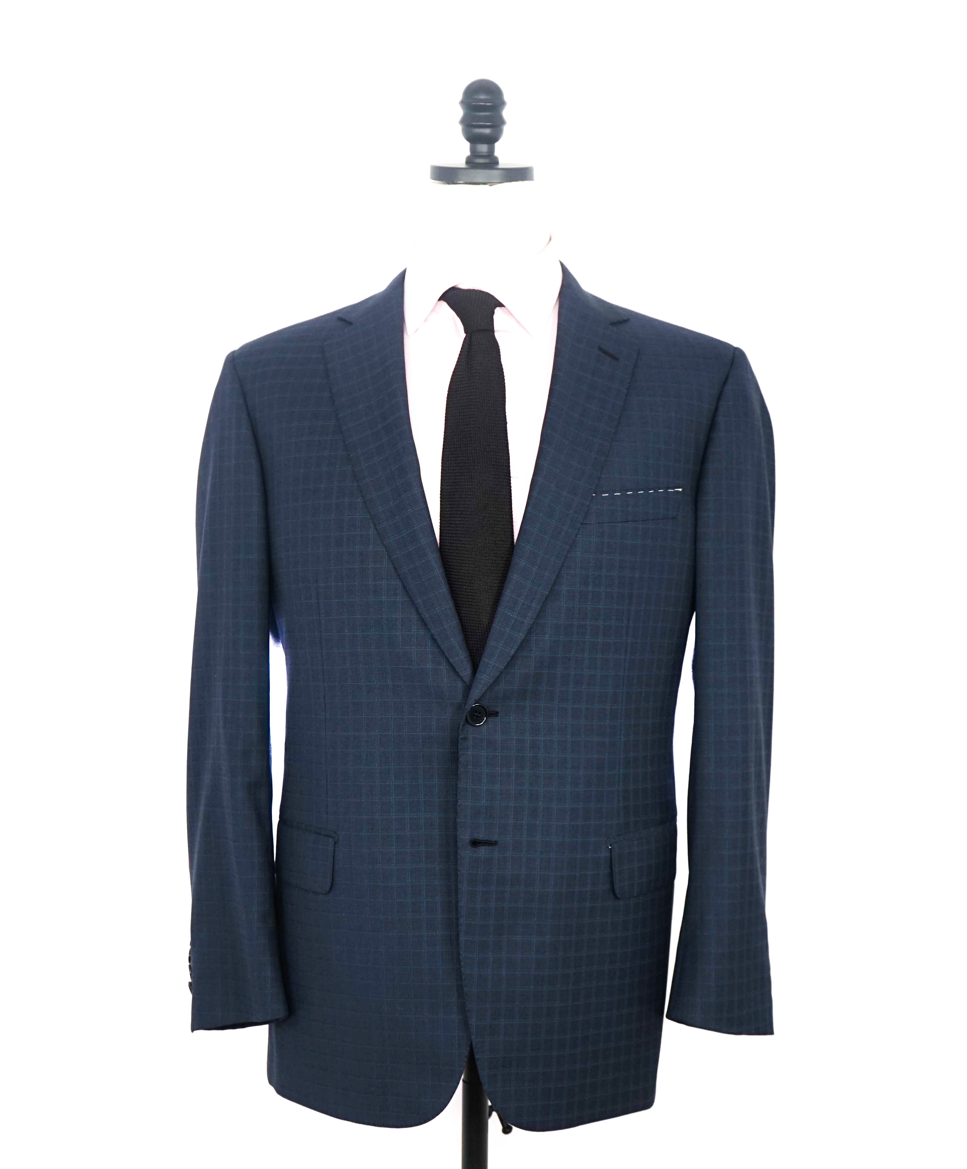 $6700 BRIONI - Blue Micro Check Notch Lapel Super 150's Suit - 42R