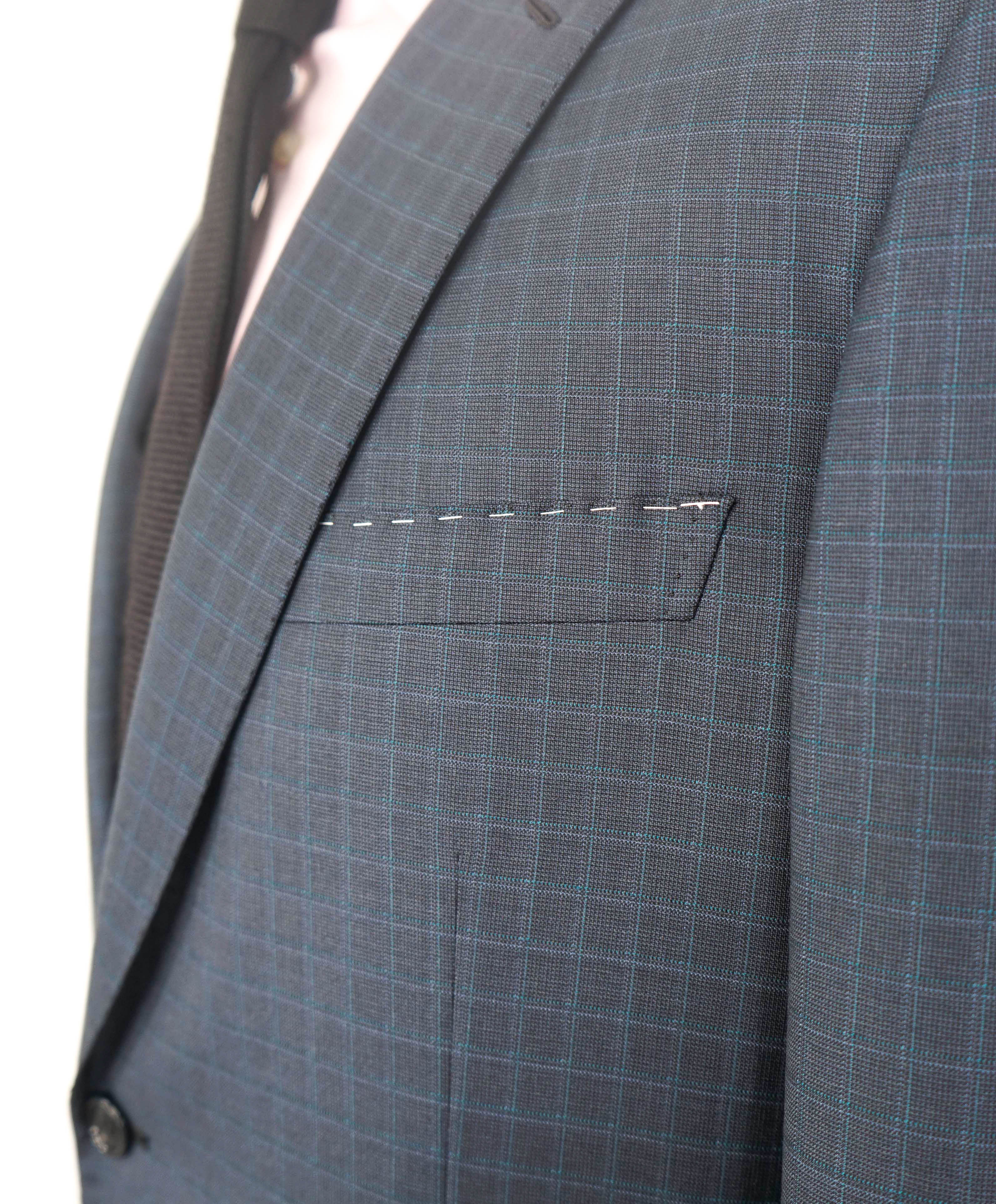 $6700 BRIONI - Blue Micro Check Notch Lapel Super 150's Suit - 42R