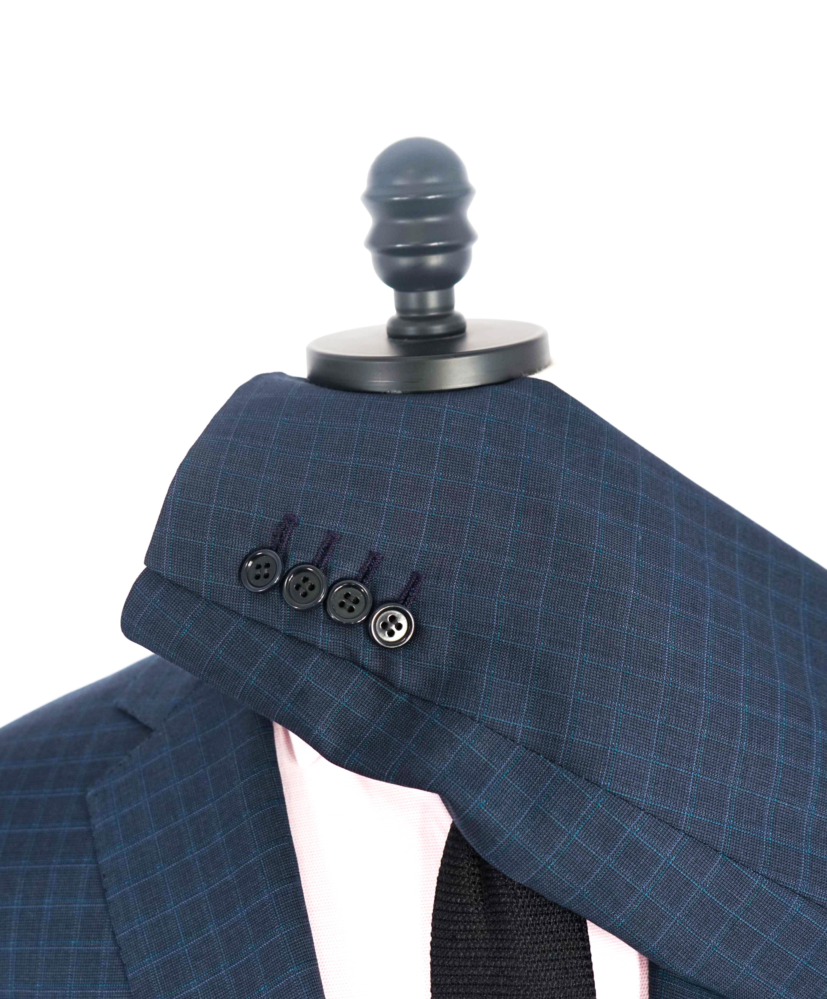 $6700 BRIONI - Blue Micro Check Notch Lapel Super 150's Suit - 42R