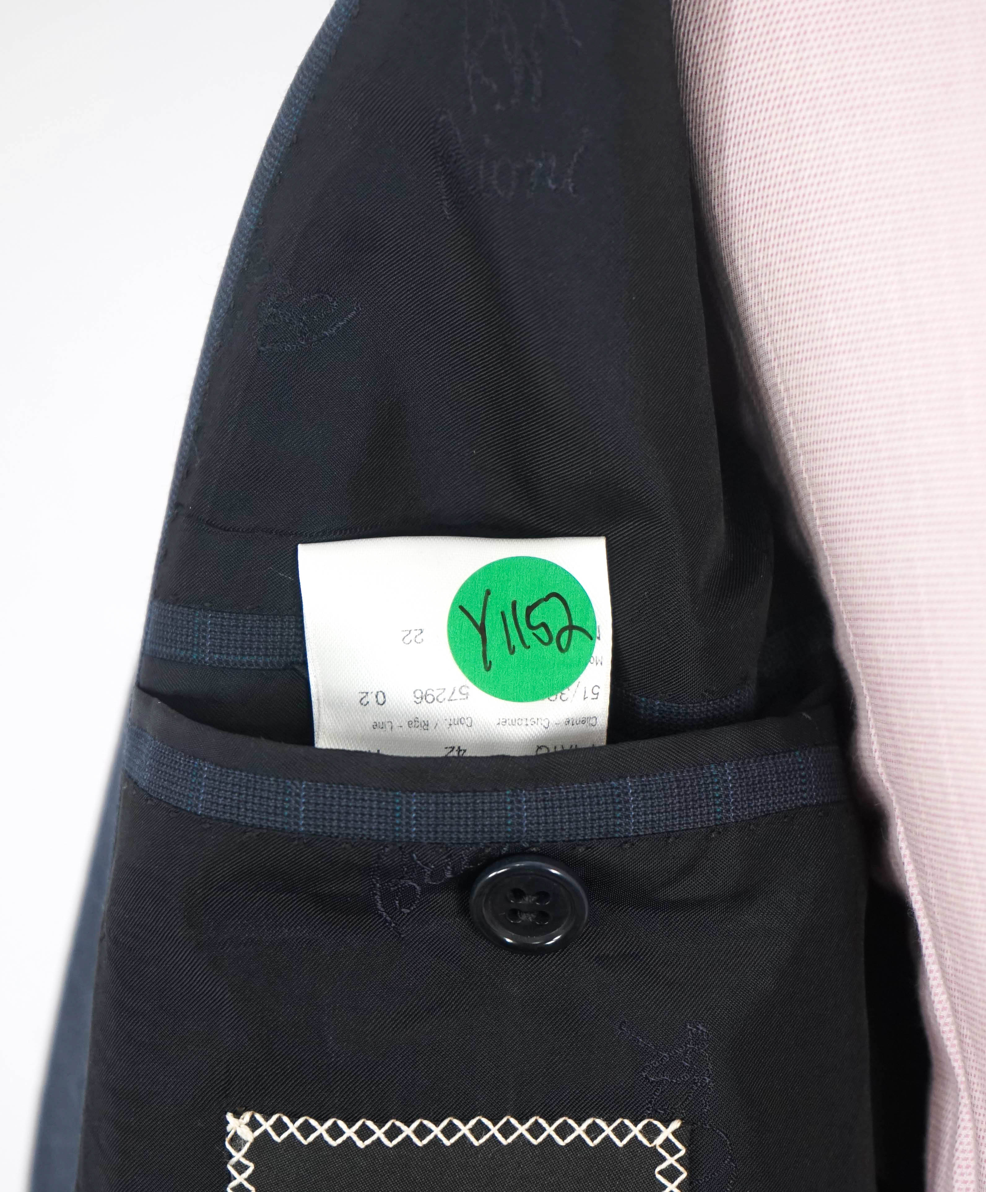 $6700 BRIONI - Blue Micro Check Notch Lapel Super 150's Suit - 42R