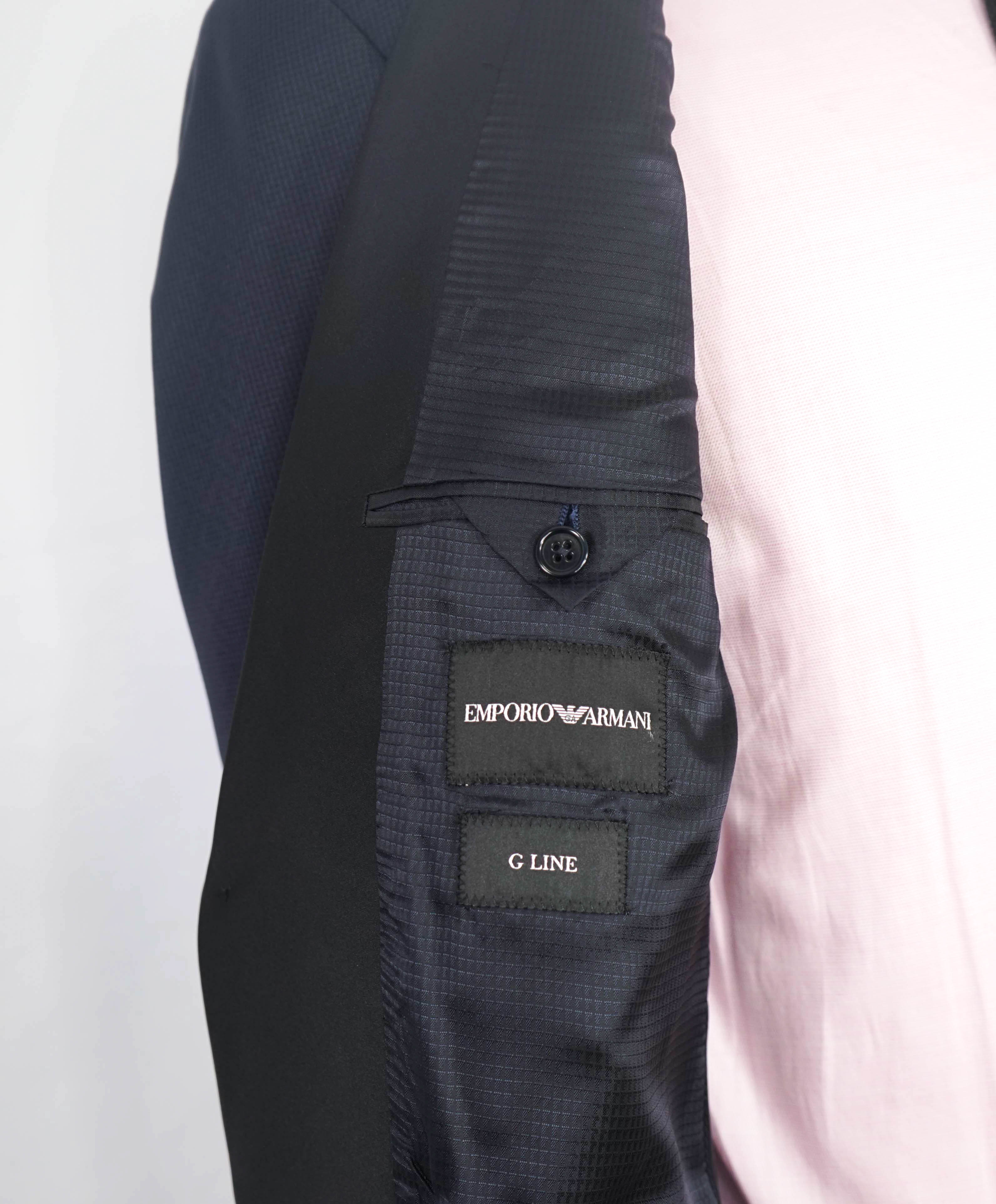 EMPORIO ARMANI- "G Line" Blue Geometric PEAK LAPEL Dinner Jacket Blazer - 42L