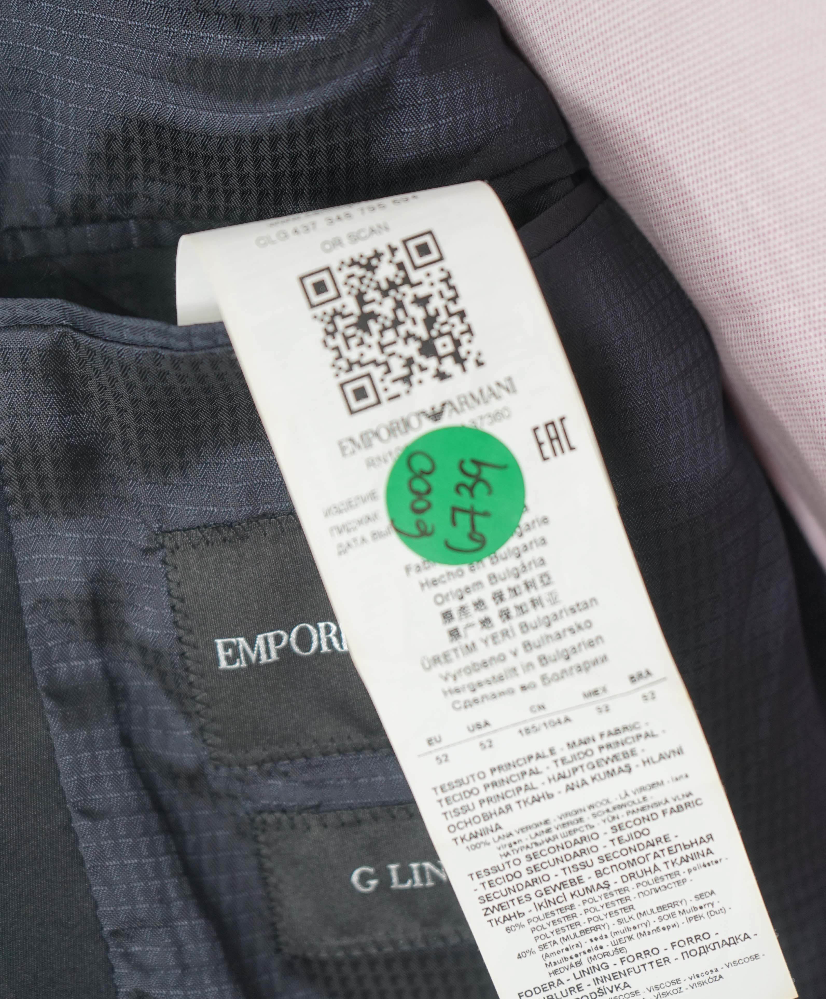 EMPORIO ARMANI- "G Line" Blue Geometric PEAK LAPEL Dinner Jacket Blazer - 42L