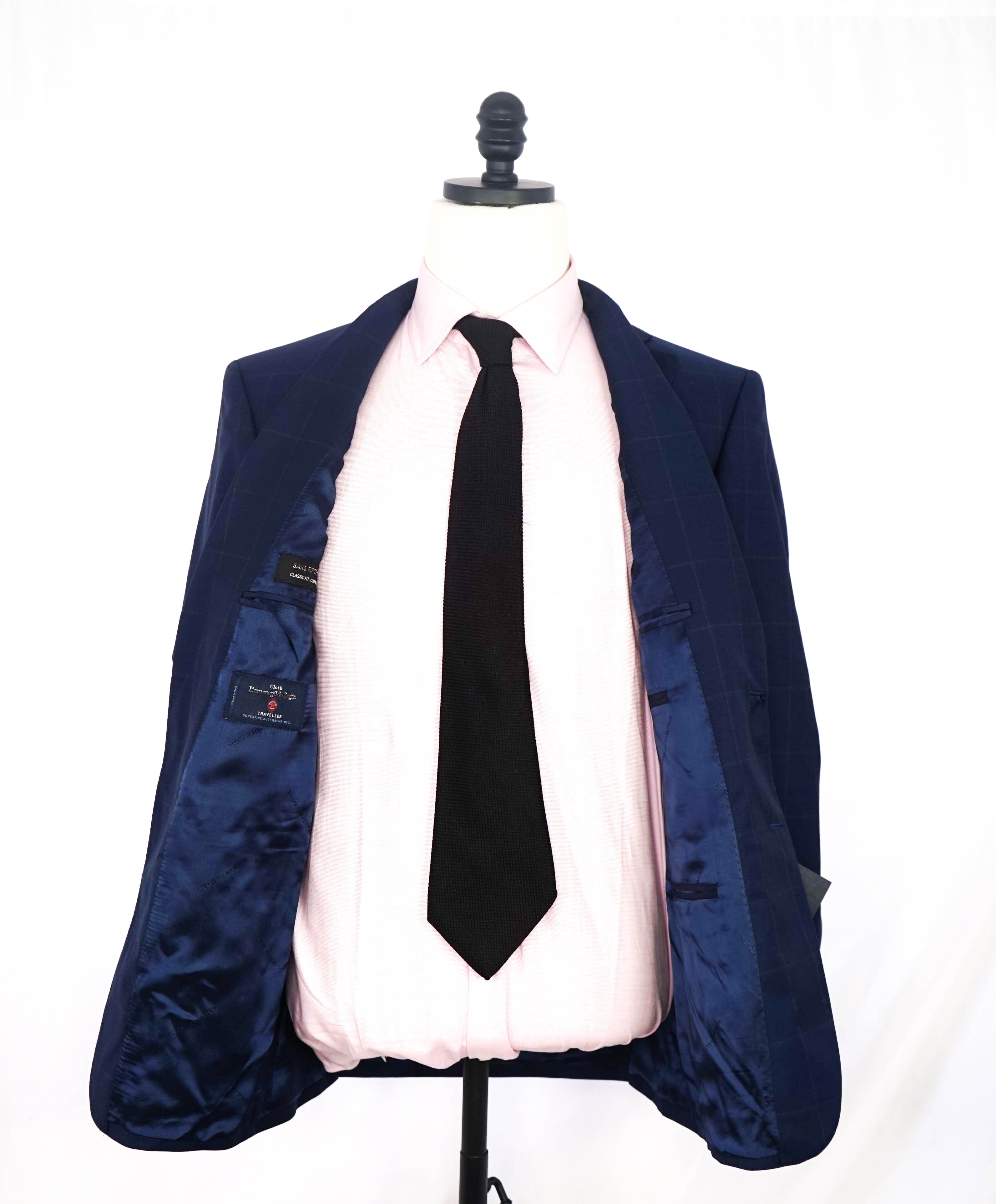 ERMENEGILDO ZEGNA - By SAKS FIFTH AVENUE "Classic" Blue Check Suit - 38S