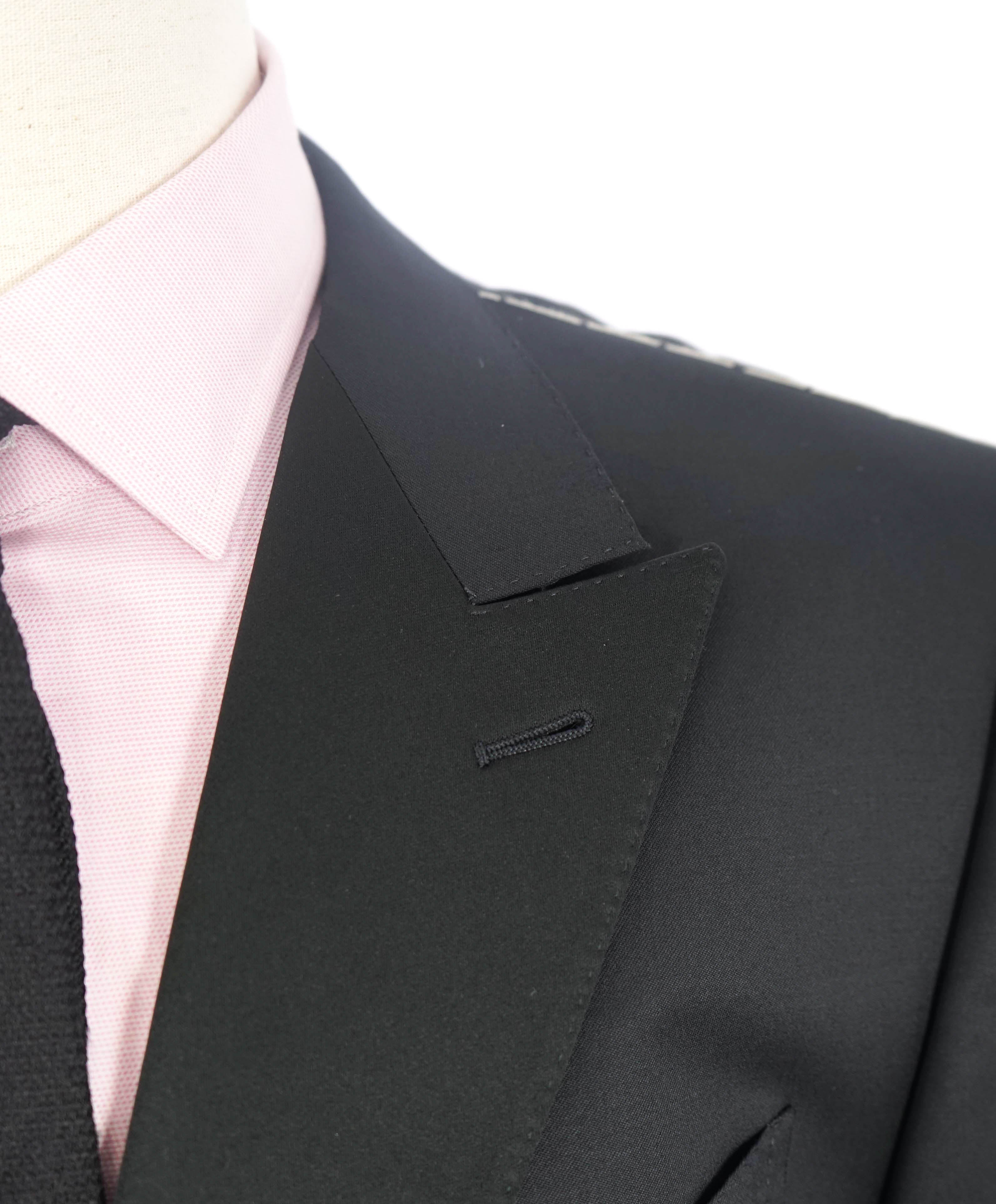 $3,995 ERMENEGILDO ZEGNA - PEAK LAPEL Black Wool Tuxedo- 46R